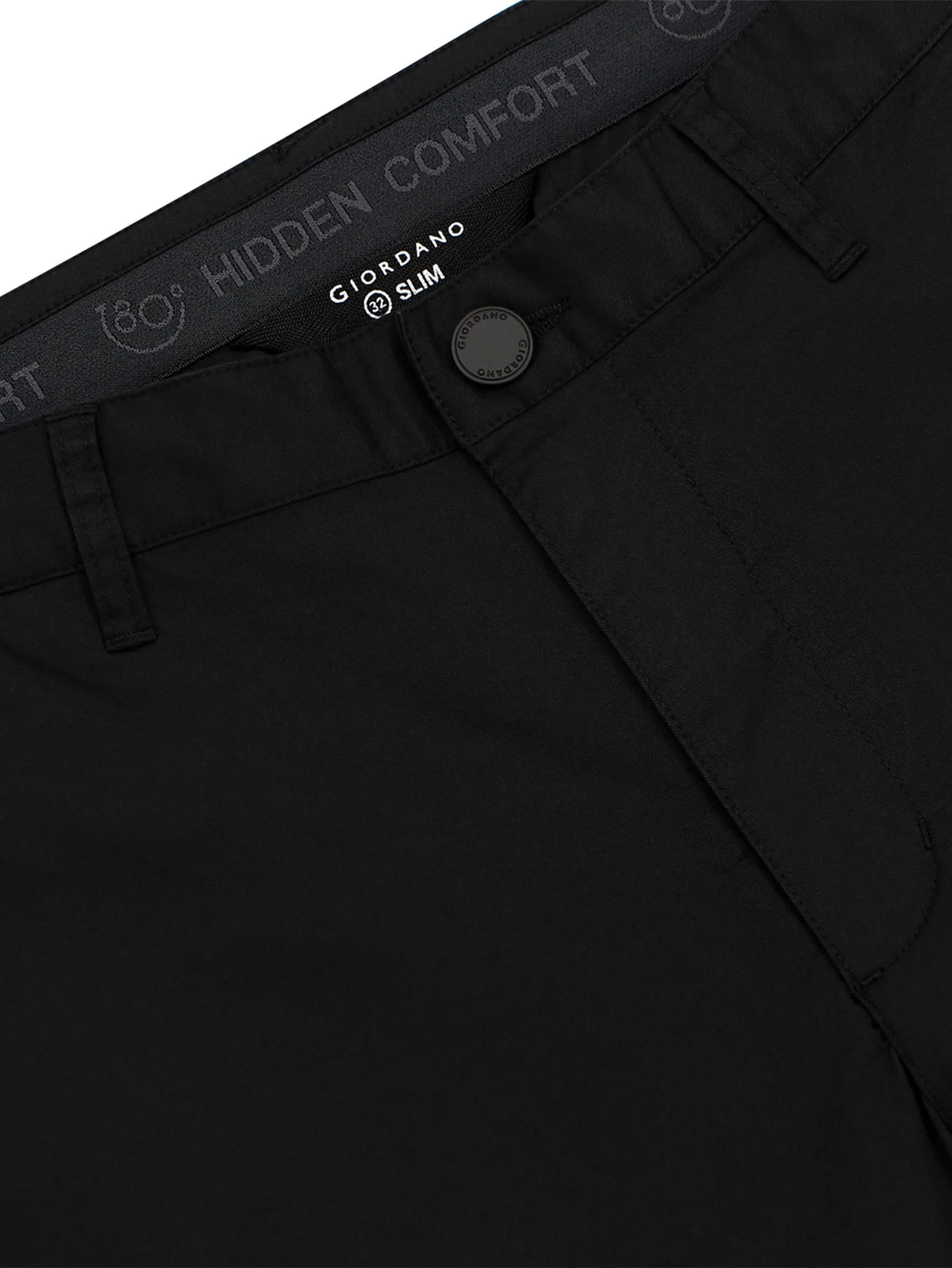 GIORDANO Men's Slim Cool-touch Shorts (180° Elastic Waist) Black