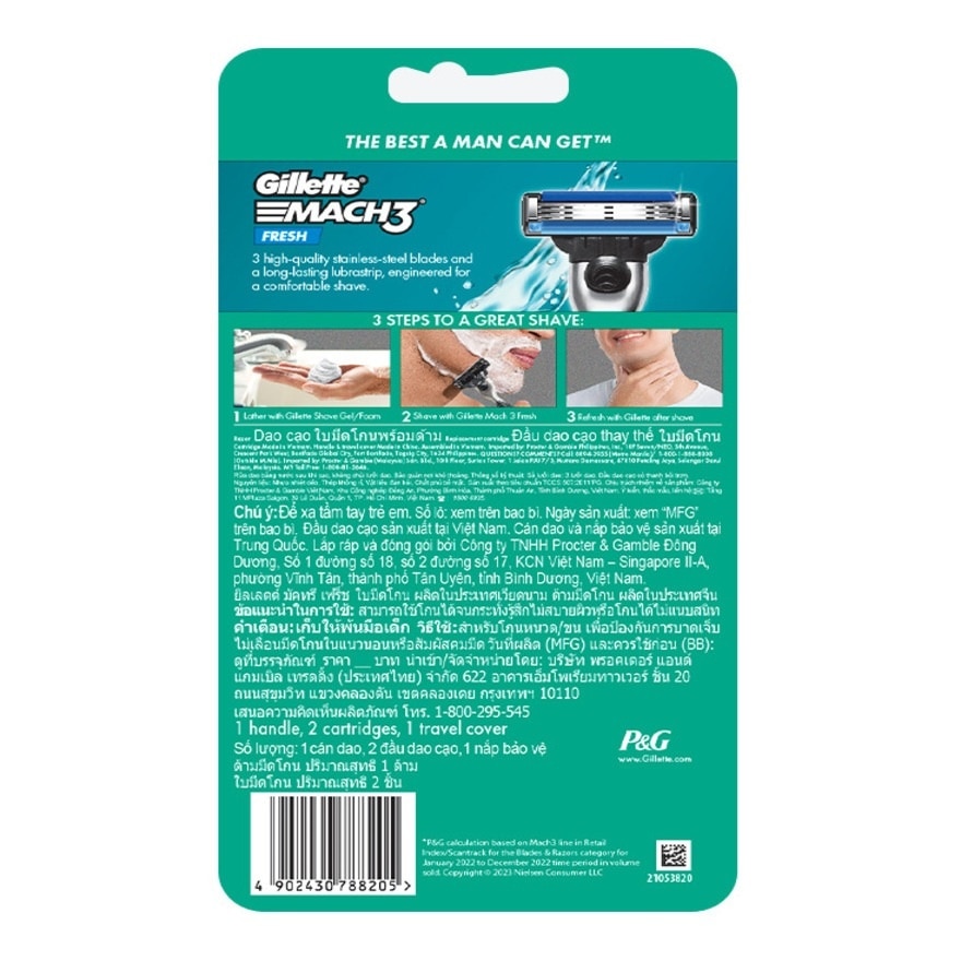 Gillette Mach3 Fresh Razor 1'S+Blades 2'S