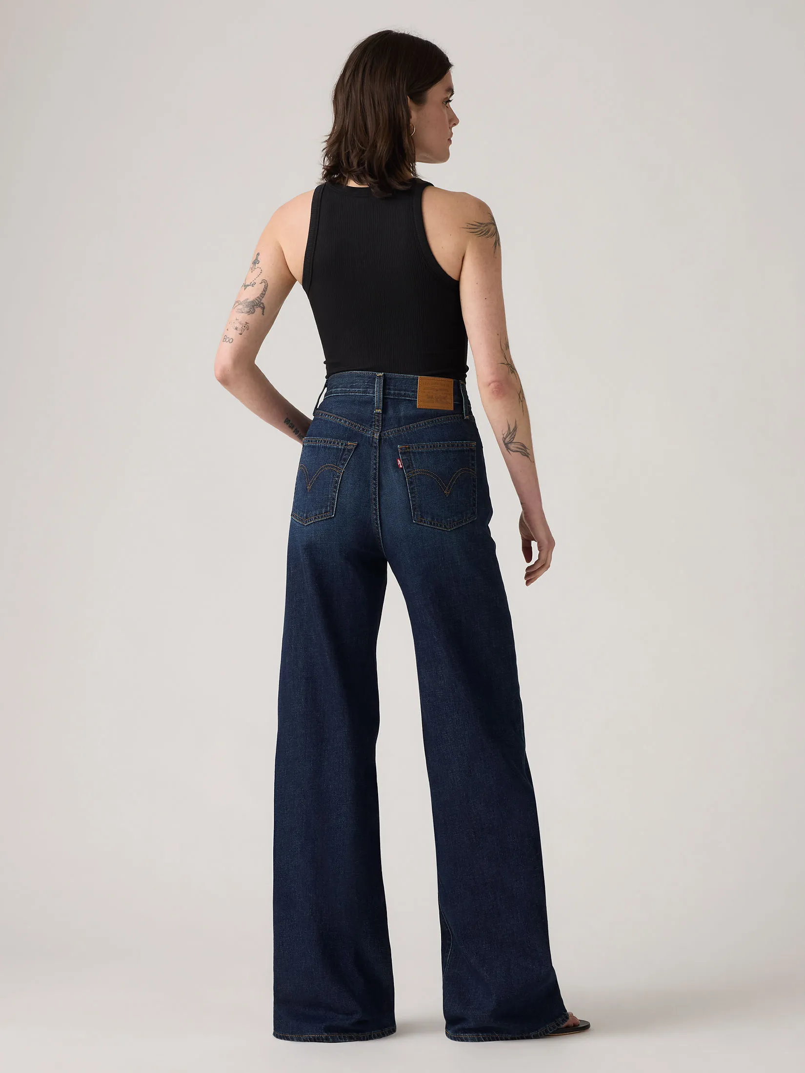 LEVI'S Women s Ribcage Wide-Leg Jeans Dark Blue