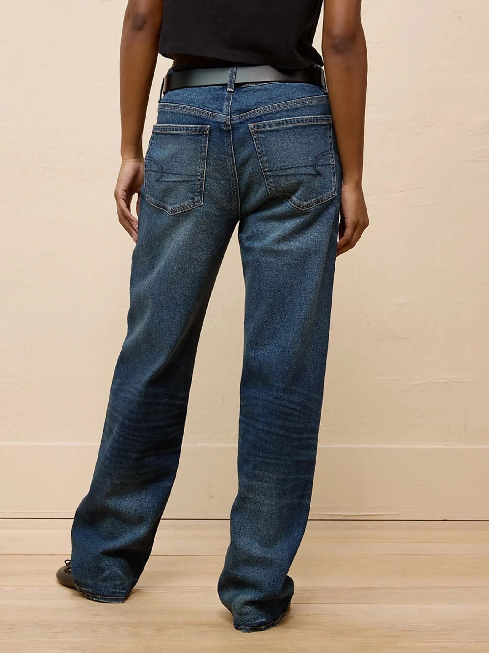 AMERICAN EAGLE WOMEN AE EX BOYFRIEND JEANS 408 WASHED BLUE