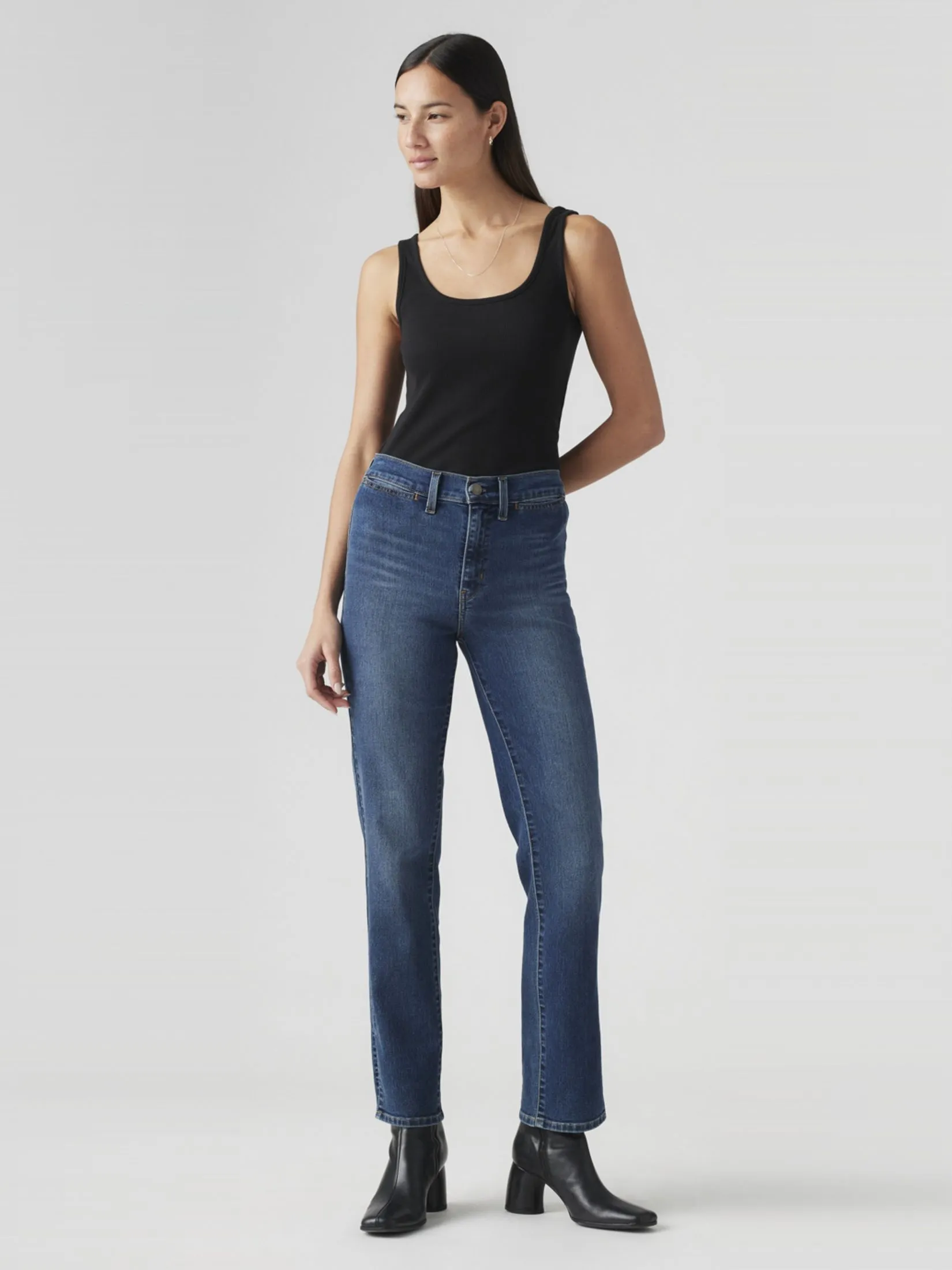 LEVI'S Women's Tailored 724 Straight Jeans Deep Blue