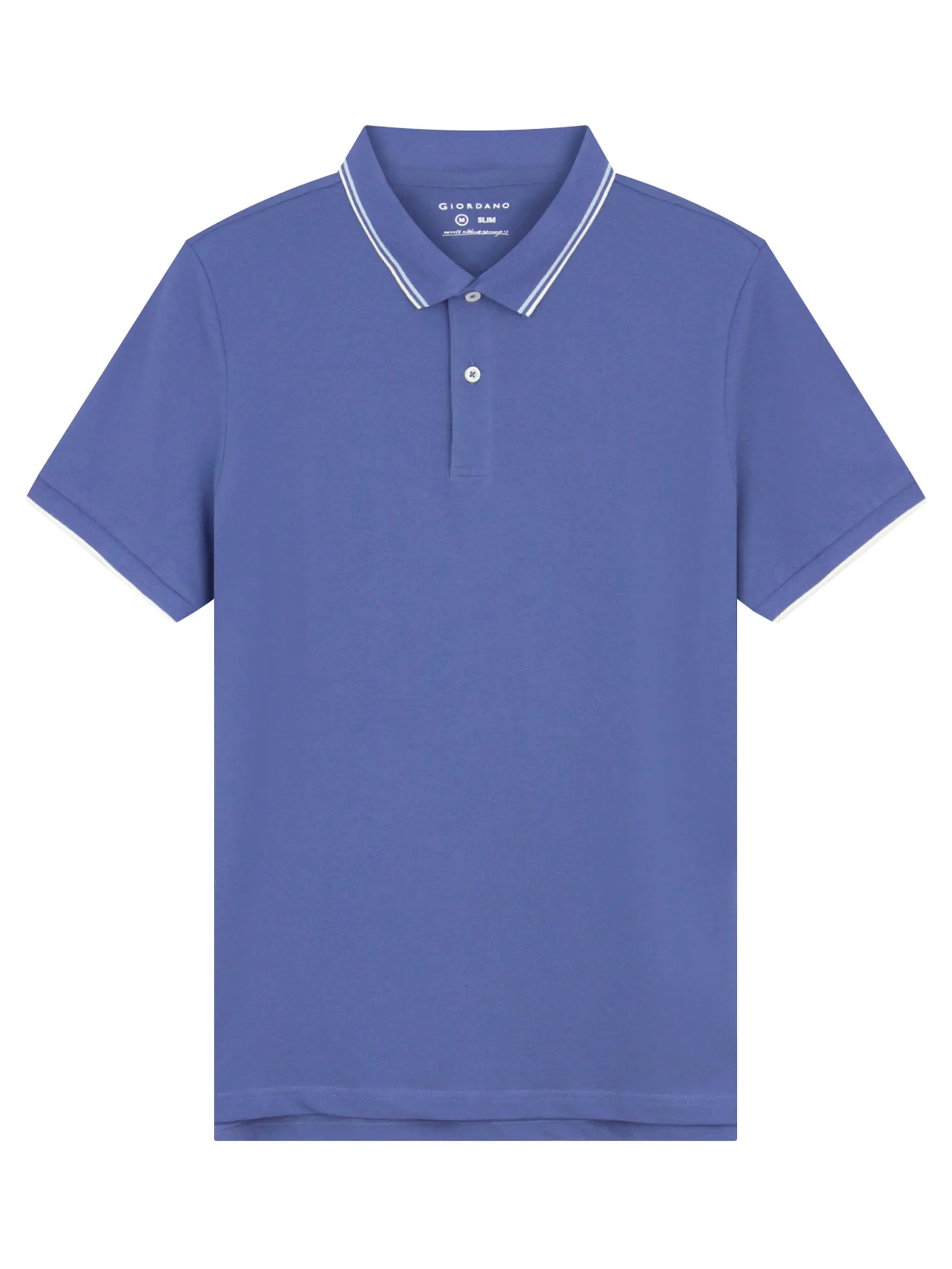 GIORDANO Men's Slim Cotton Lycra Polo Gray Blue purple Size - XL