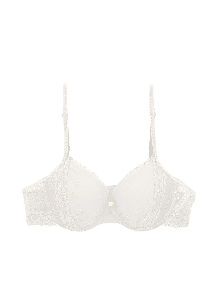 ELLE LINGERIE Lingerie Molded Bra Pleat LB6541 Ivory Size - A70