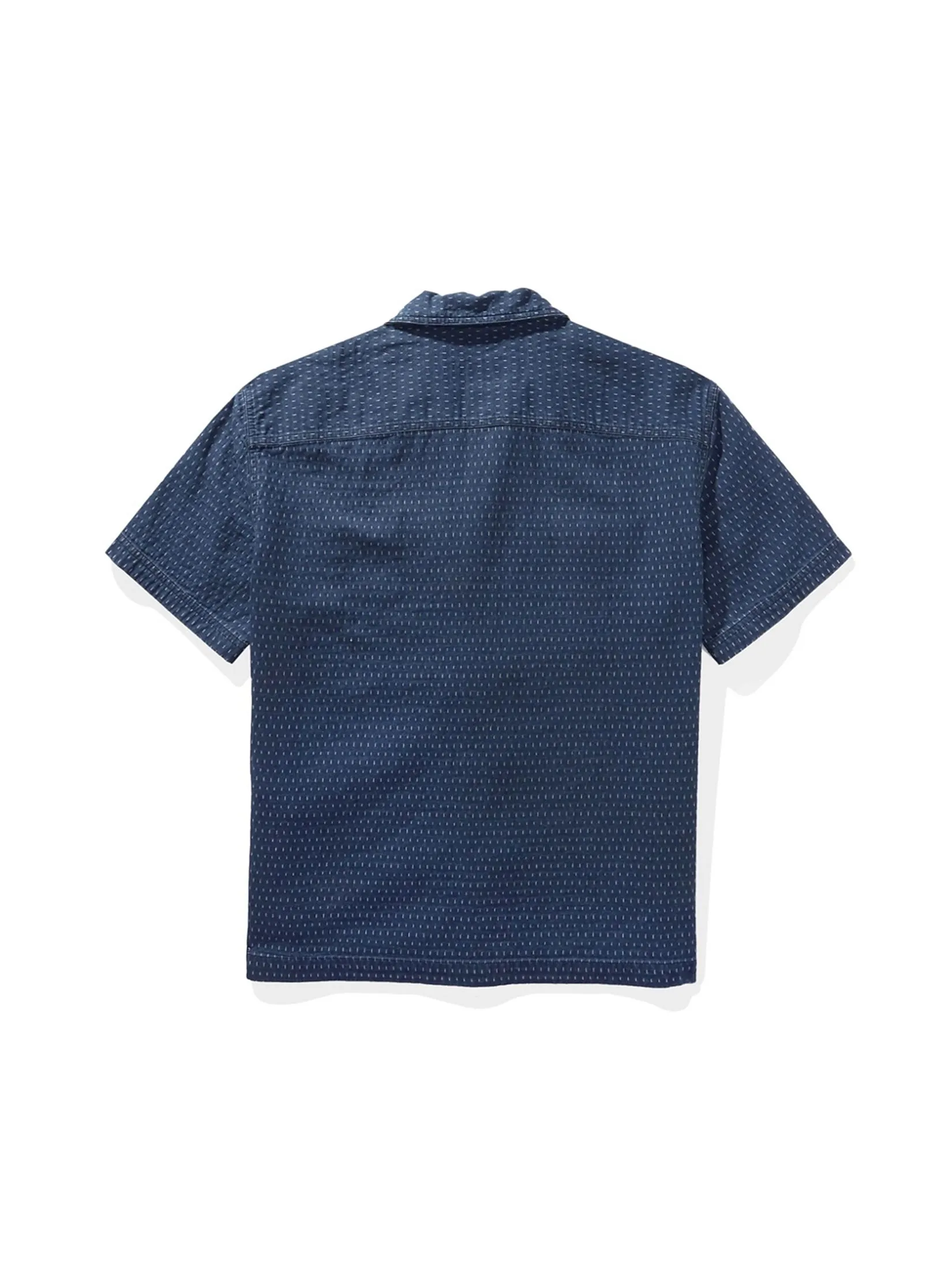 AMERICAN EAGLE MEN SS OVERSIZED CAMP COLLAR 2 PKT MELVIN INDIGO DOBBY 404 ICE BLUE