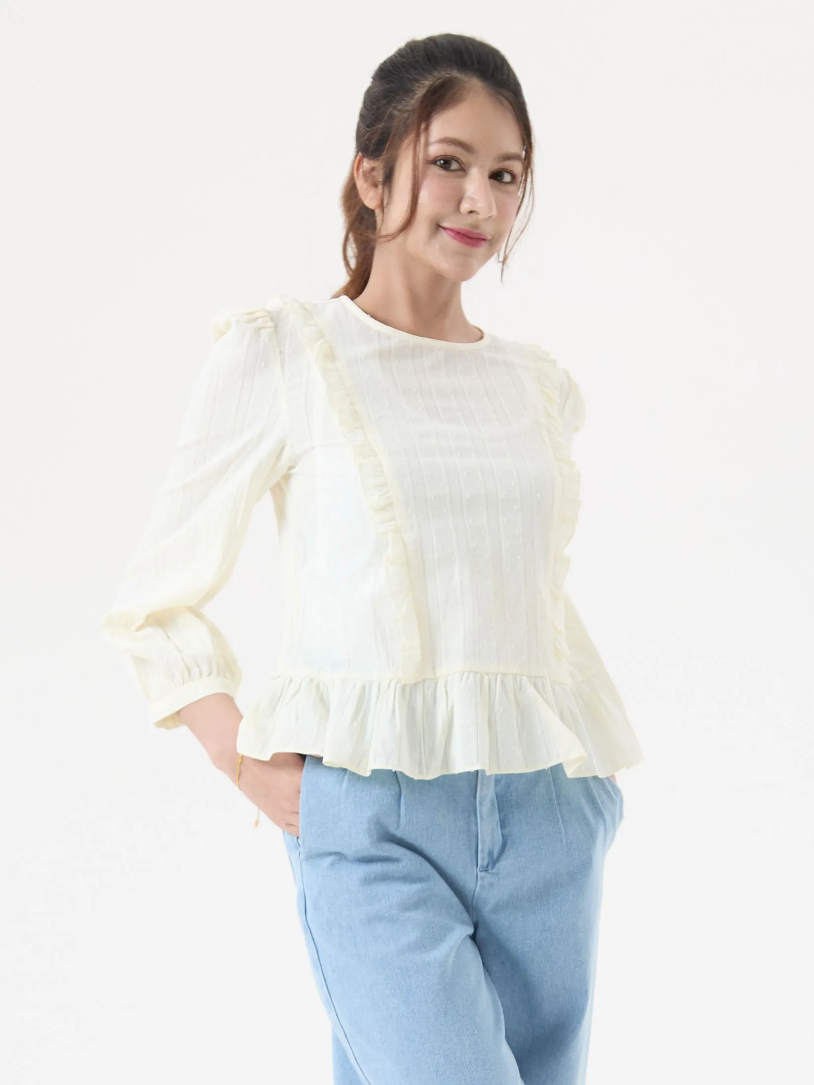 EP Ruffle Blouse Woman Ivory