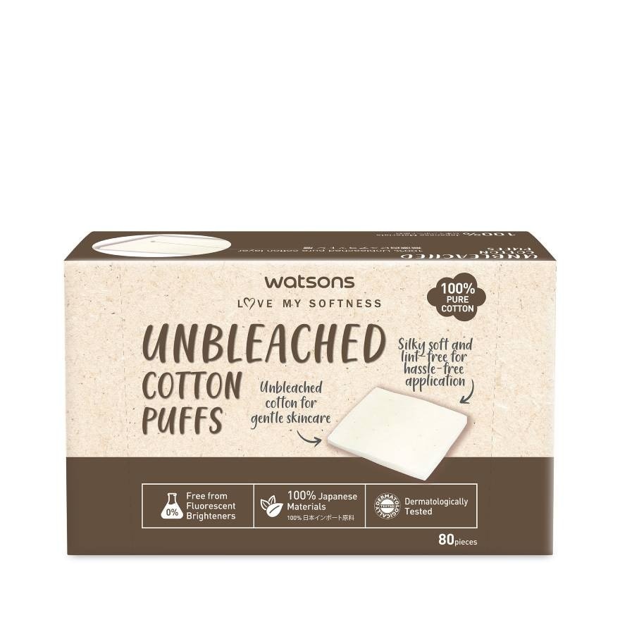 Watsons Unbleached Cotton Puffs 80sheets.