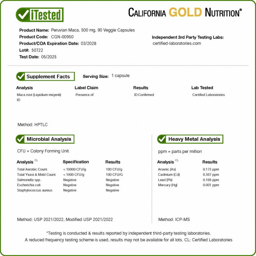 California Gold Nutrition, перуанская мака, 500 мг, 240 растительных капсул