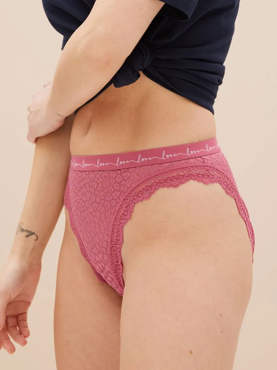 MARKS & SPENCER Women High Leg Knickers Mesh & Lace Pack 3 pcs