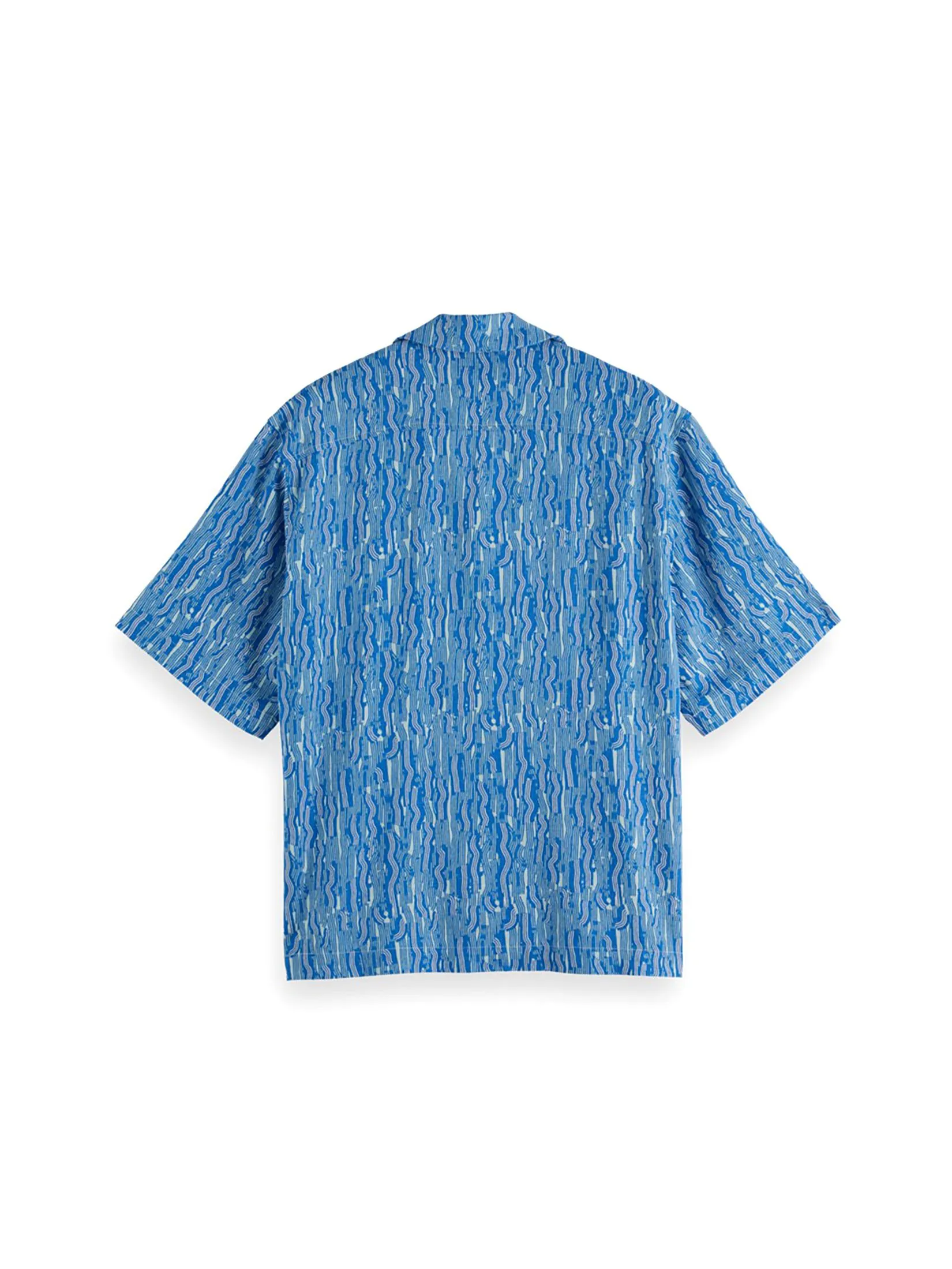 SCOTCH&SODA Men Shirt Aop Short-Sleeved Linen-Blend Relaxed-Fit Vuur Island Stripe AOP