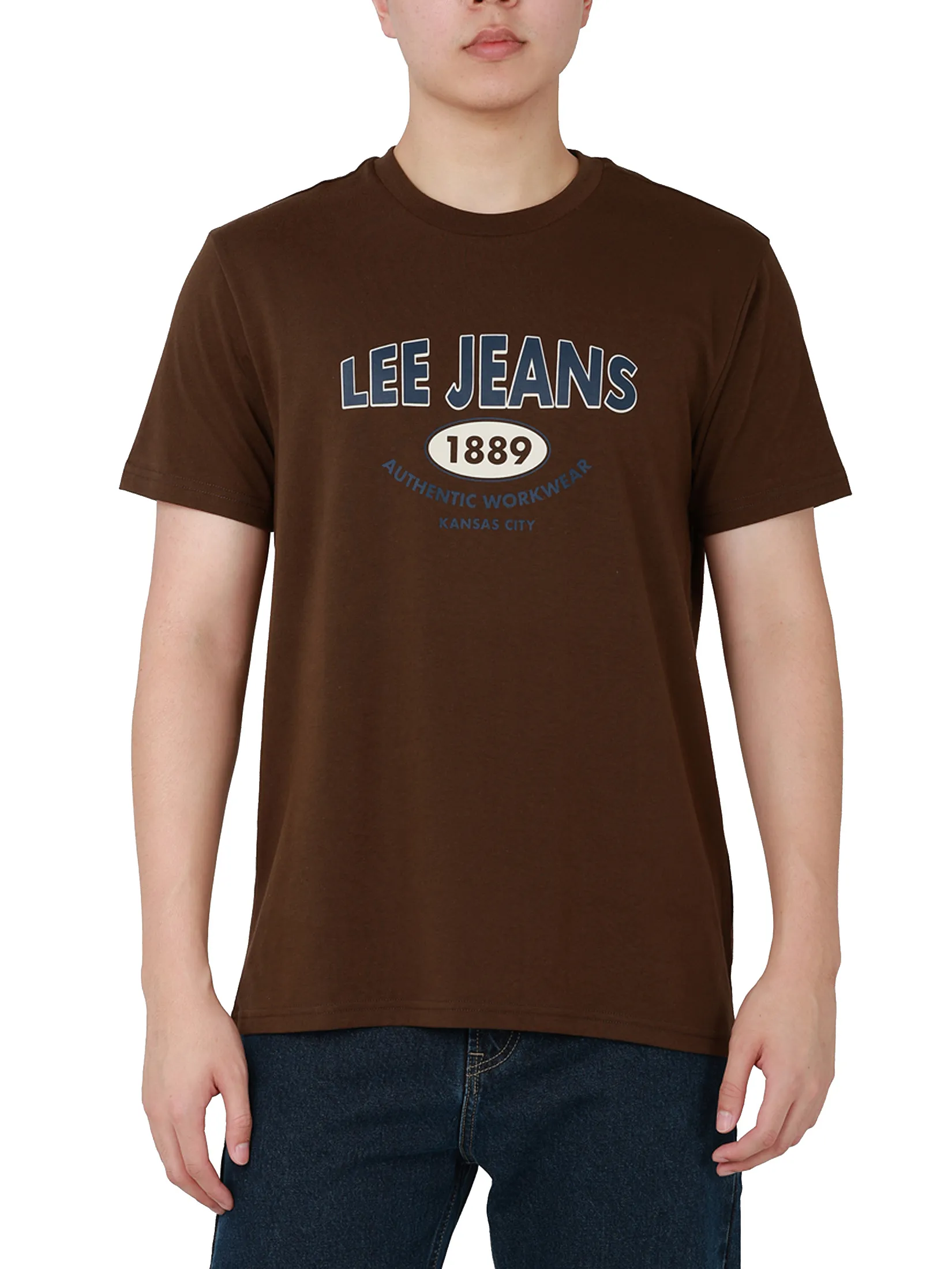 LEE Men s Tee Short Sleeve Regular Fit Brown Size - M