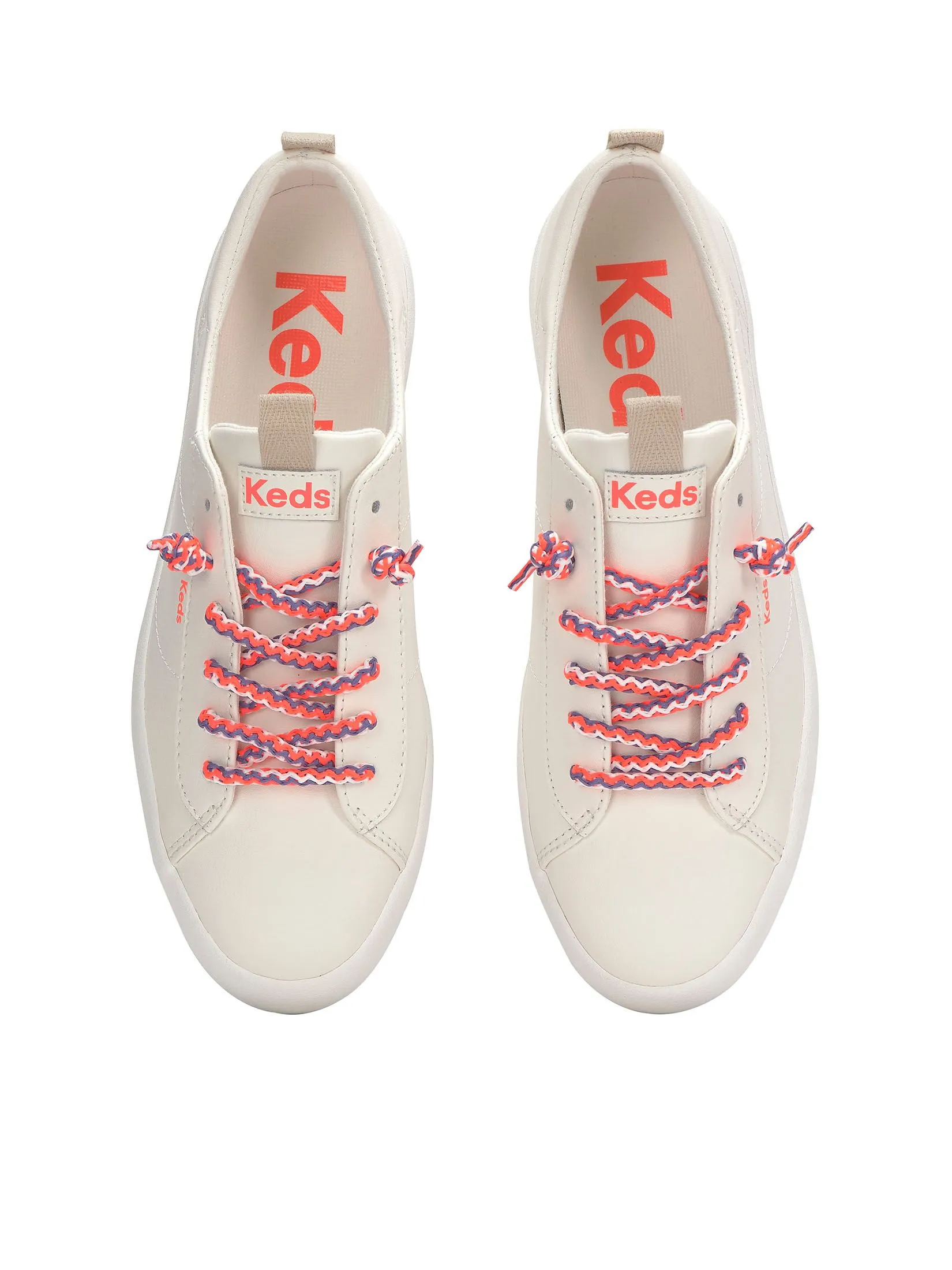 KEDS Women Kickback Leather Round Laces Snow White