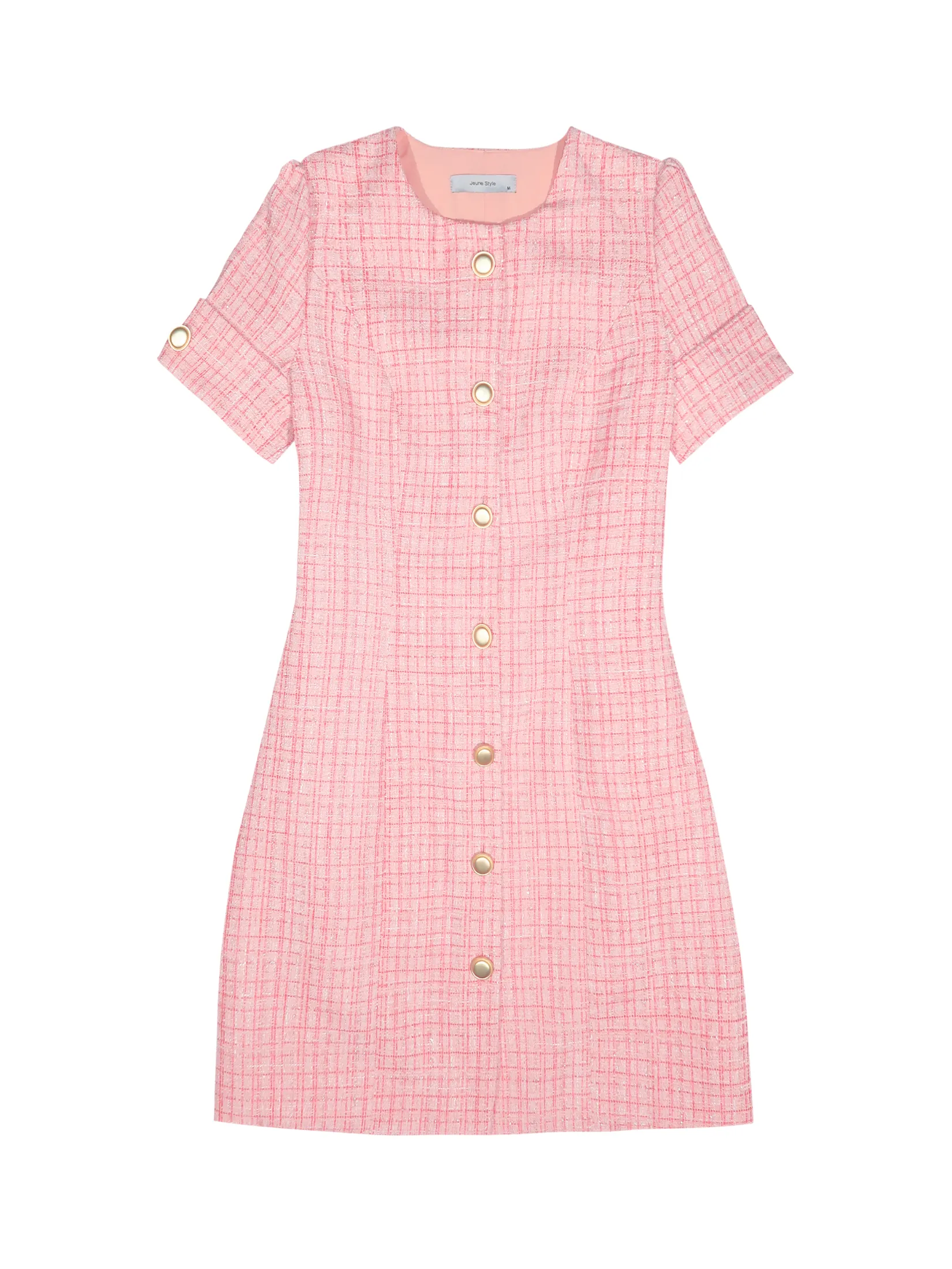 JEUNE STYLE Tweed Mini Dress Women Light Pink Size - M