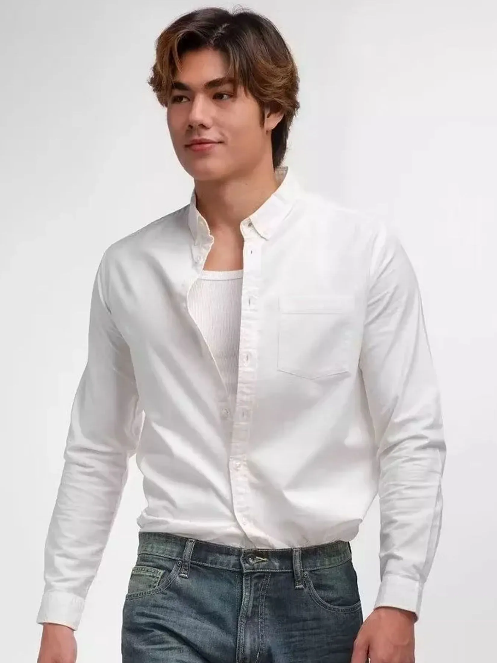 ERA-WON MEN SHIRT LONG SLEEVES BUSINESS SHIRT White