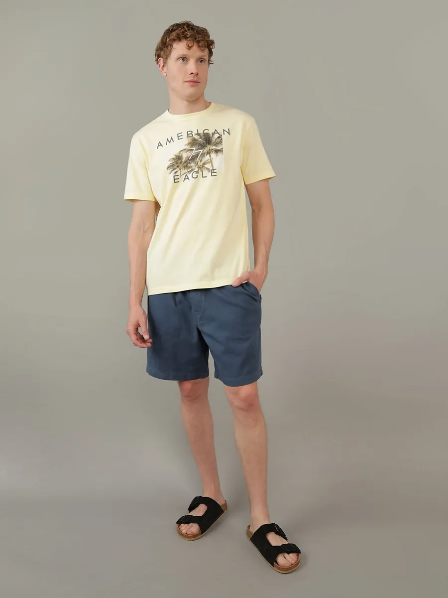 AMERICAN EAGLE MEN 7683 COTTON LINEN BLEND LIVED IN TREKKER SHORT 410 NAVY