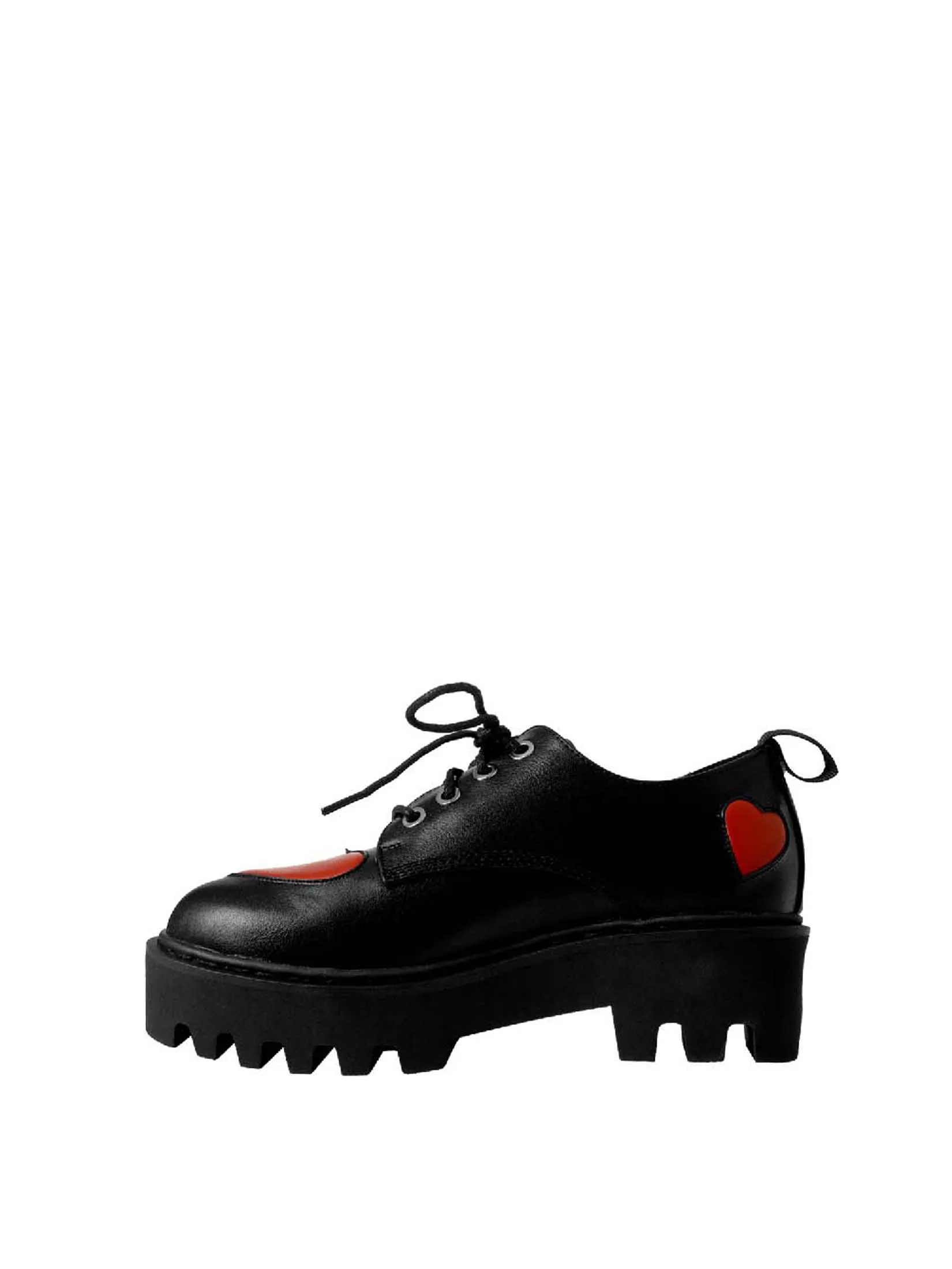 VILLAINS SF YEEKAI Women s Platform Oxford Boots BLACK RED