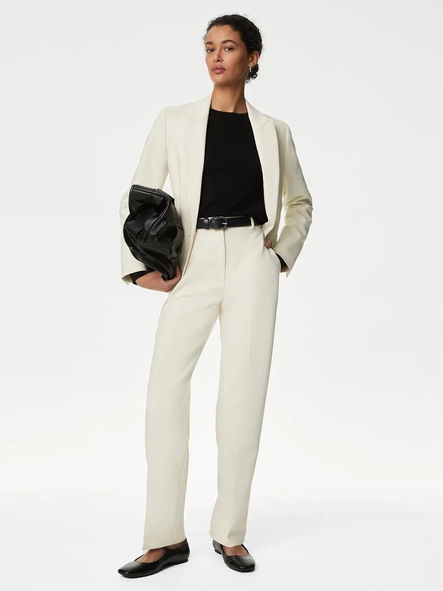MARKS & SPENCER Women Blazer Tailored Single Breasted Ecru