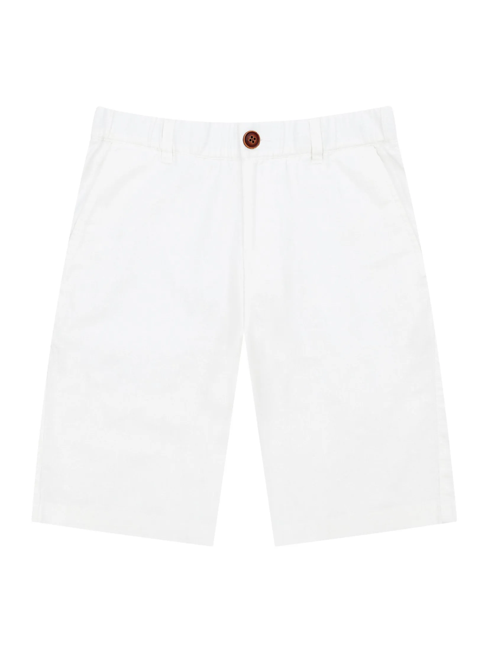 GIORDANO Men's Drawstring Elastic Waist Bermuda Linen Shorts Signature White