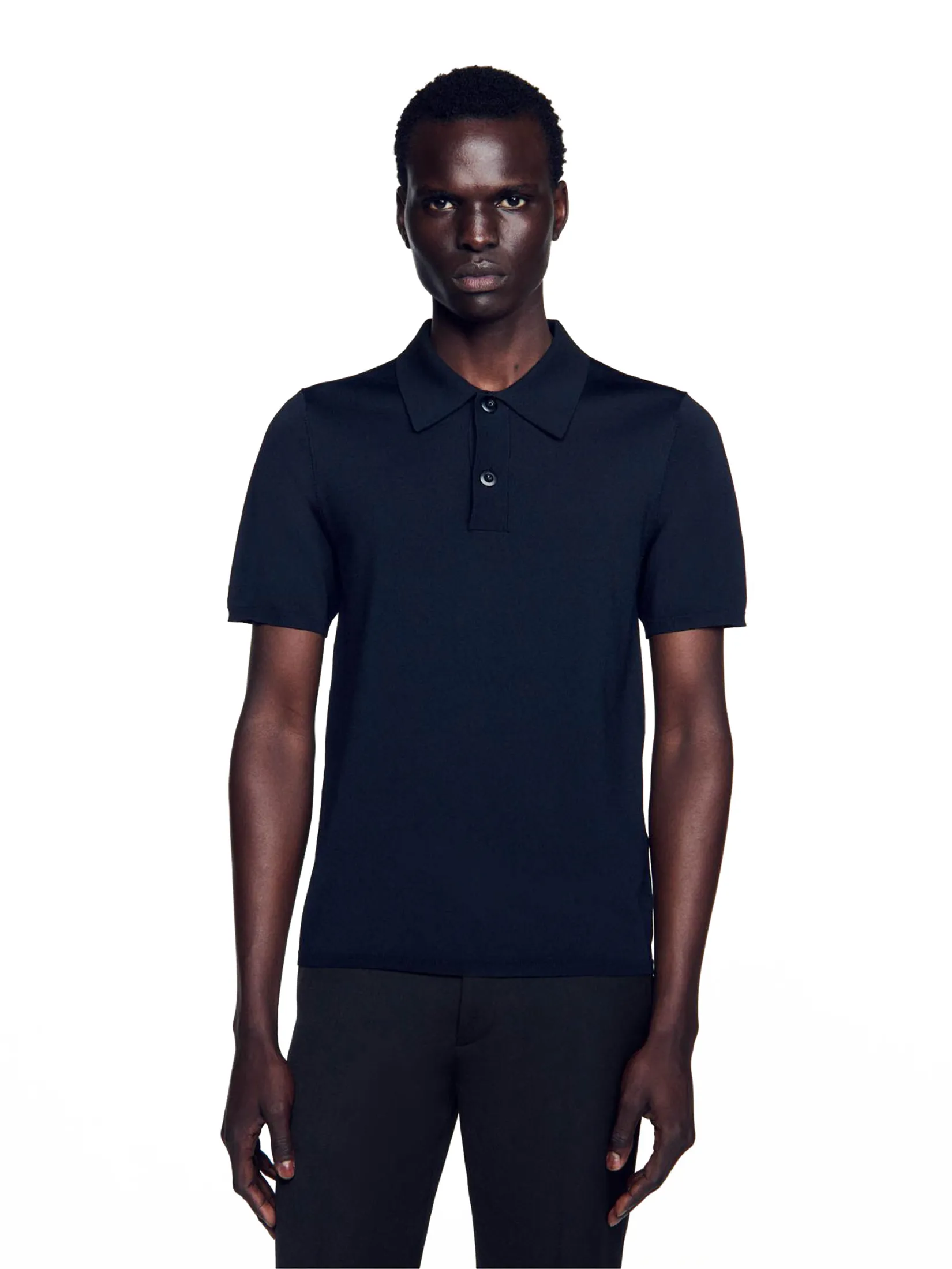 SANDRO Short-Sleeve Knitted Polo Shirt