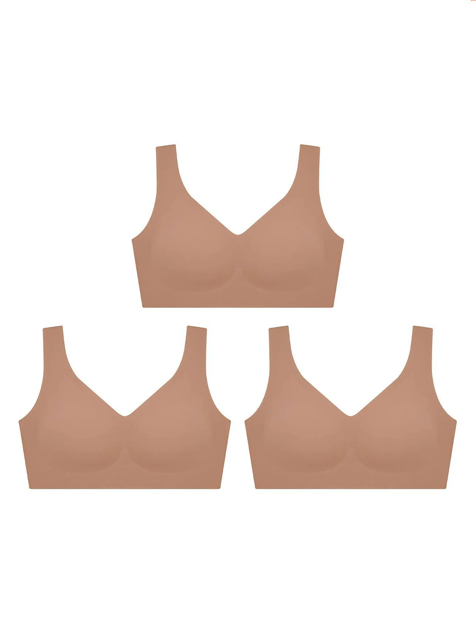 SABINA [Pack 3 Piece] [Online Exclusive] Woman Soft Collection Wireless Bra - Tan Size - M