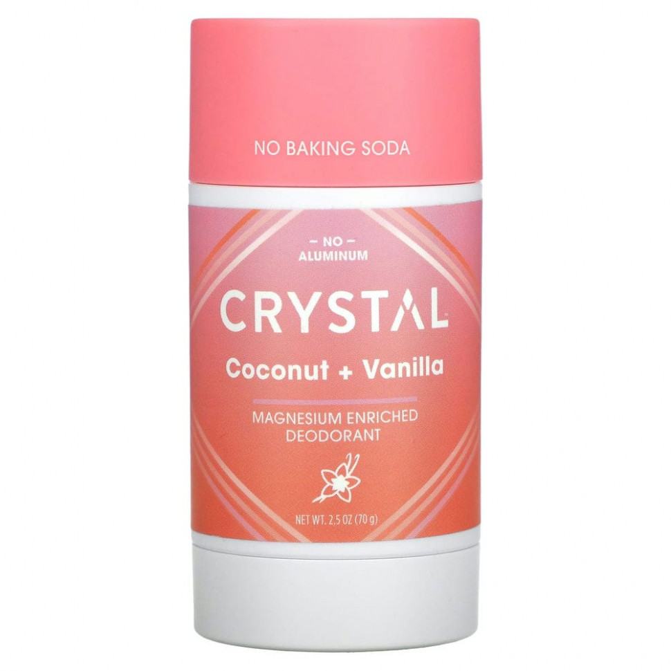 Crystal Body Deodorant, Обогащенный магнием дезодорант, кокос и ваниль, 70 г (2,5 унции) - CBD-08100-Древесный уголь + чайное дерево