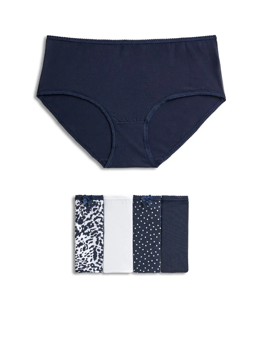 MARKS & SPENCER Women High Rise Shorts Cotton Lycra Printed 5pk Multi-Color