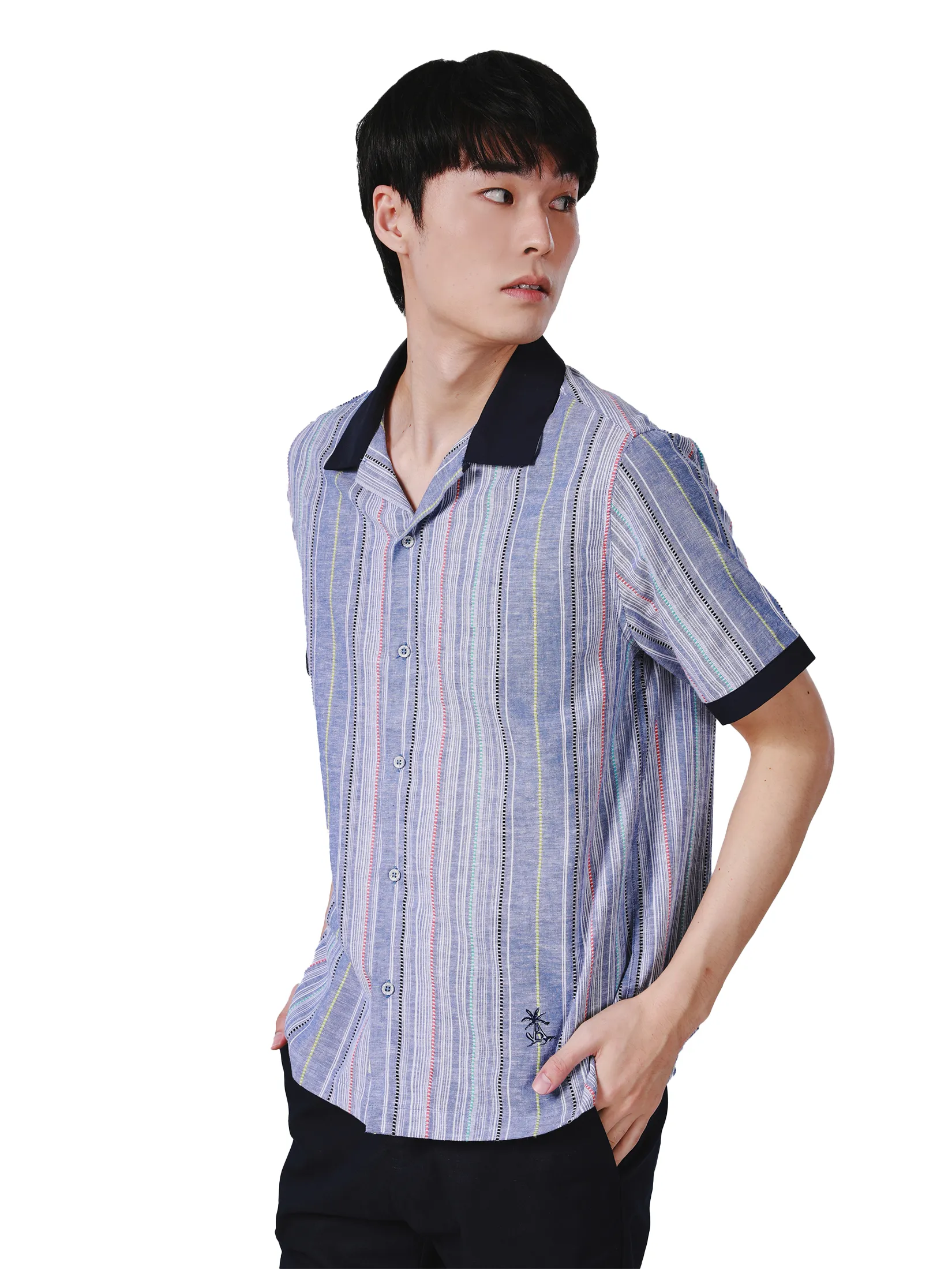 JOHN HENRY Men s Short Sleeves Hawaii Shirts (Relaxed Fit) SONGKRAN FESTIVAL Navy