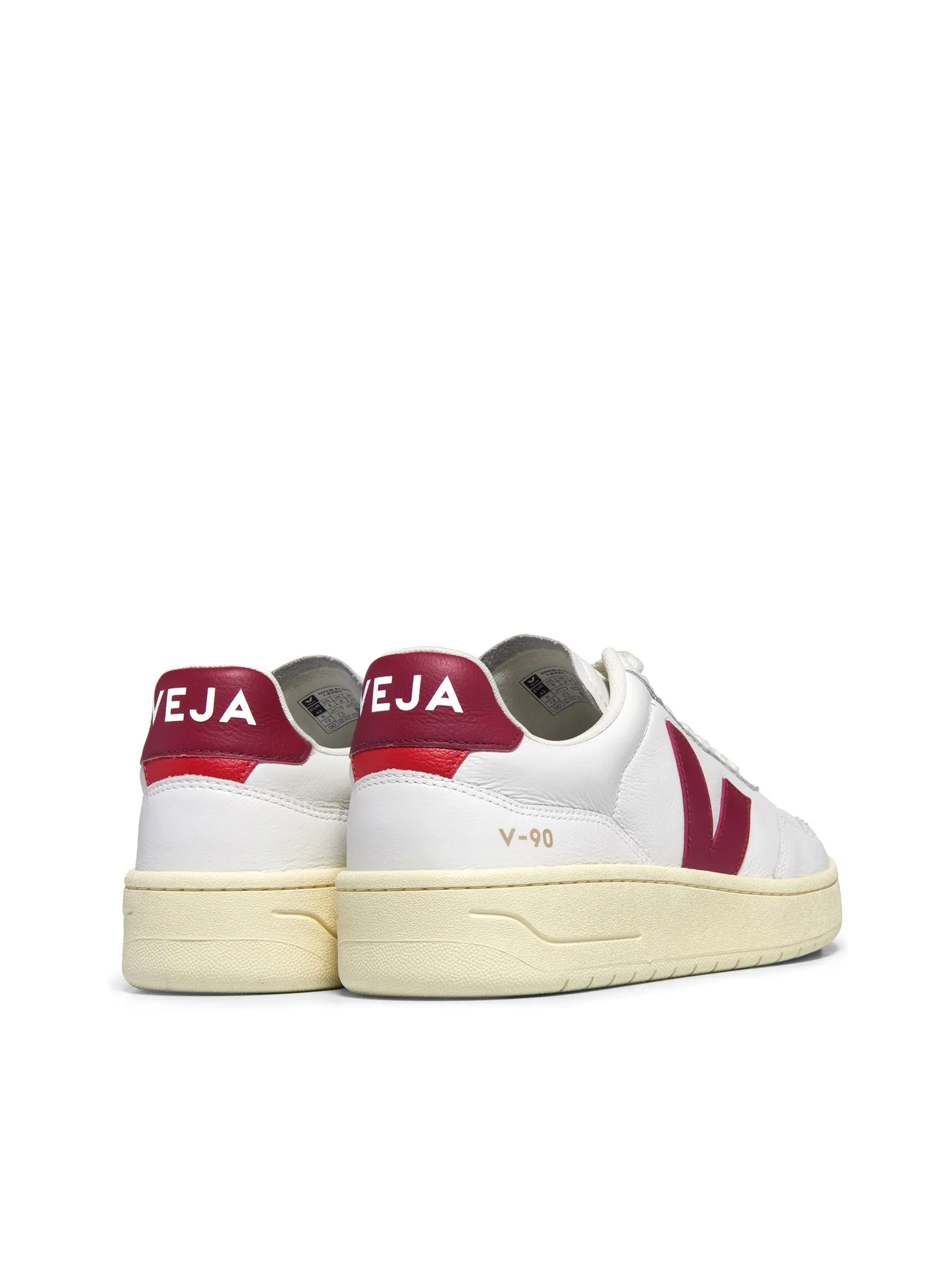 VEJA Women Sneakers V-90 O.T. Leather Extra-White Marsala