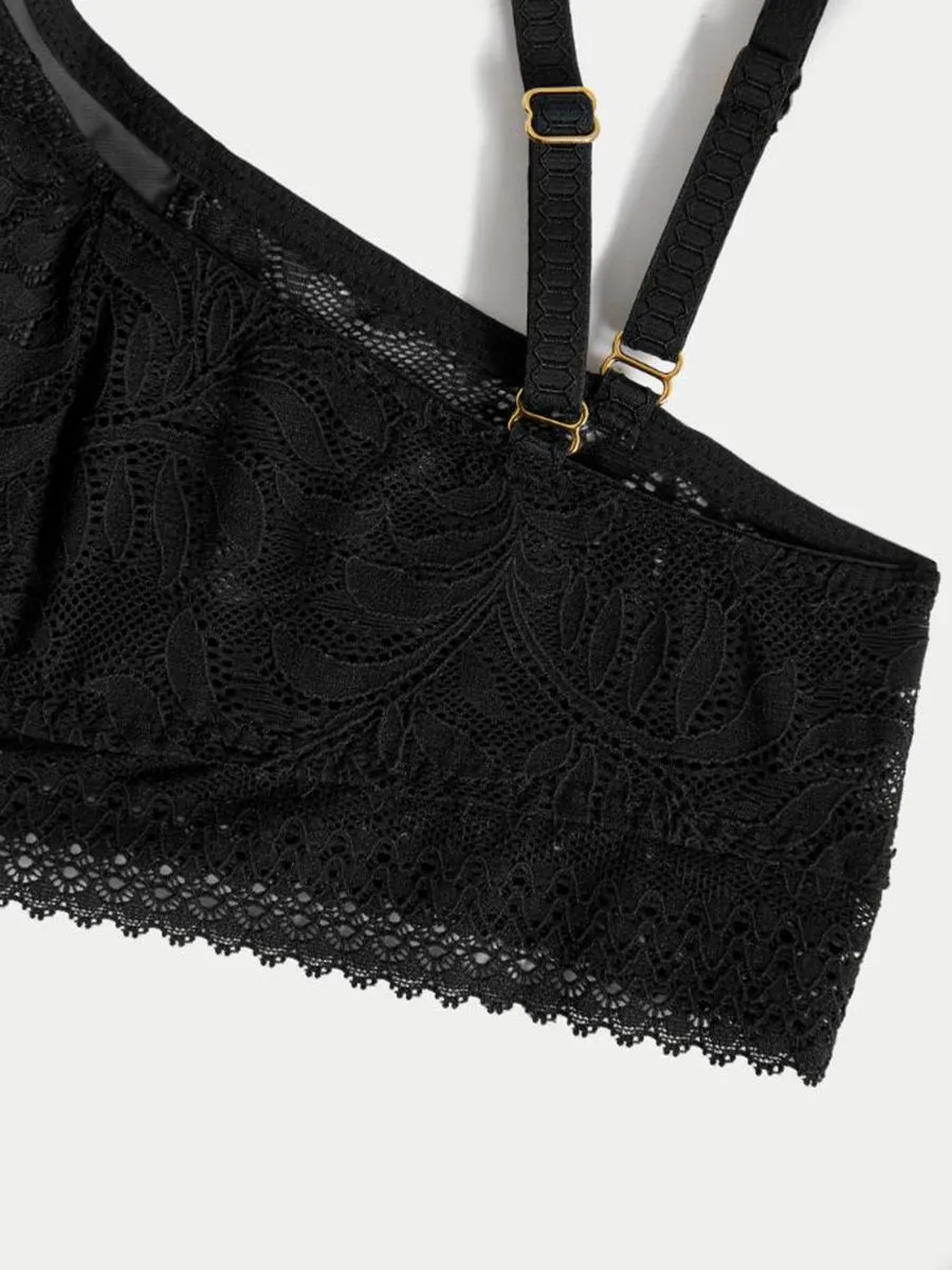 MARKS & SPENCER Women Bralette Flexifit Lace Non Wired Black