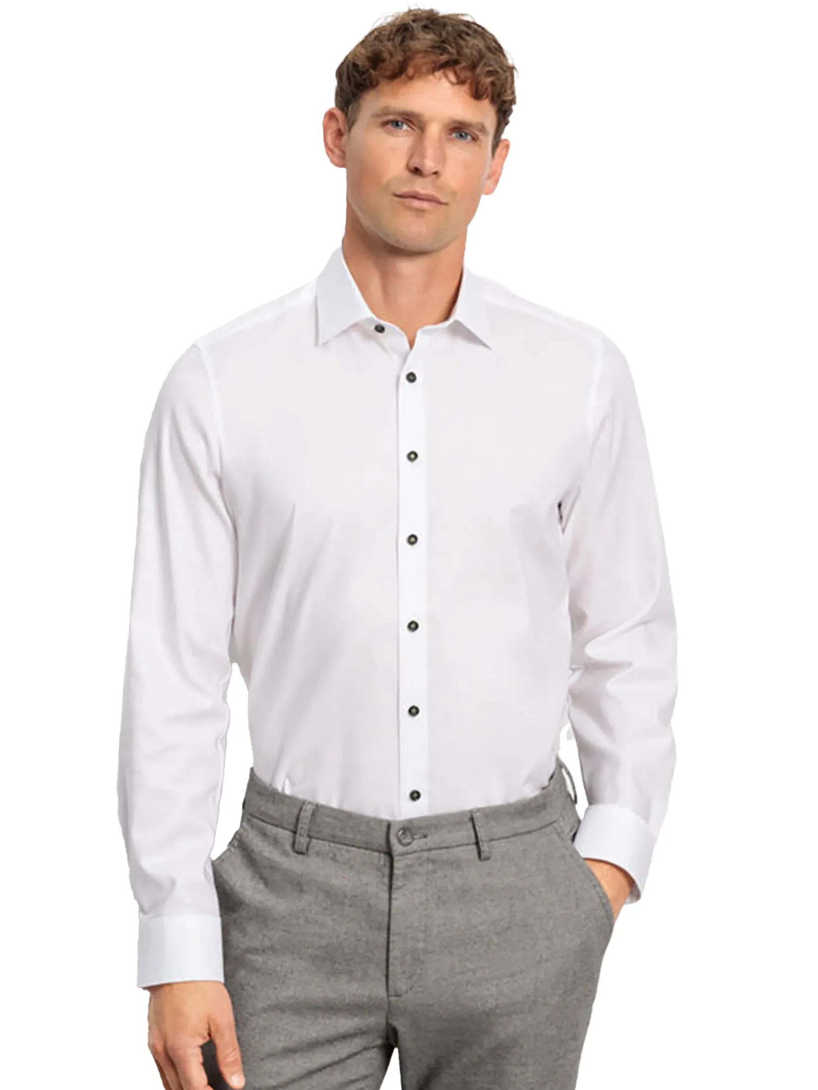 OLYMP MEN SHIRT LONG SLEEVES BUSINESS SHIRT BODY FIT WHITE