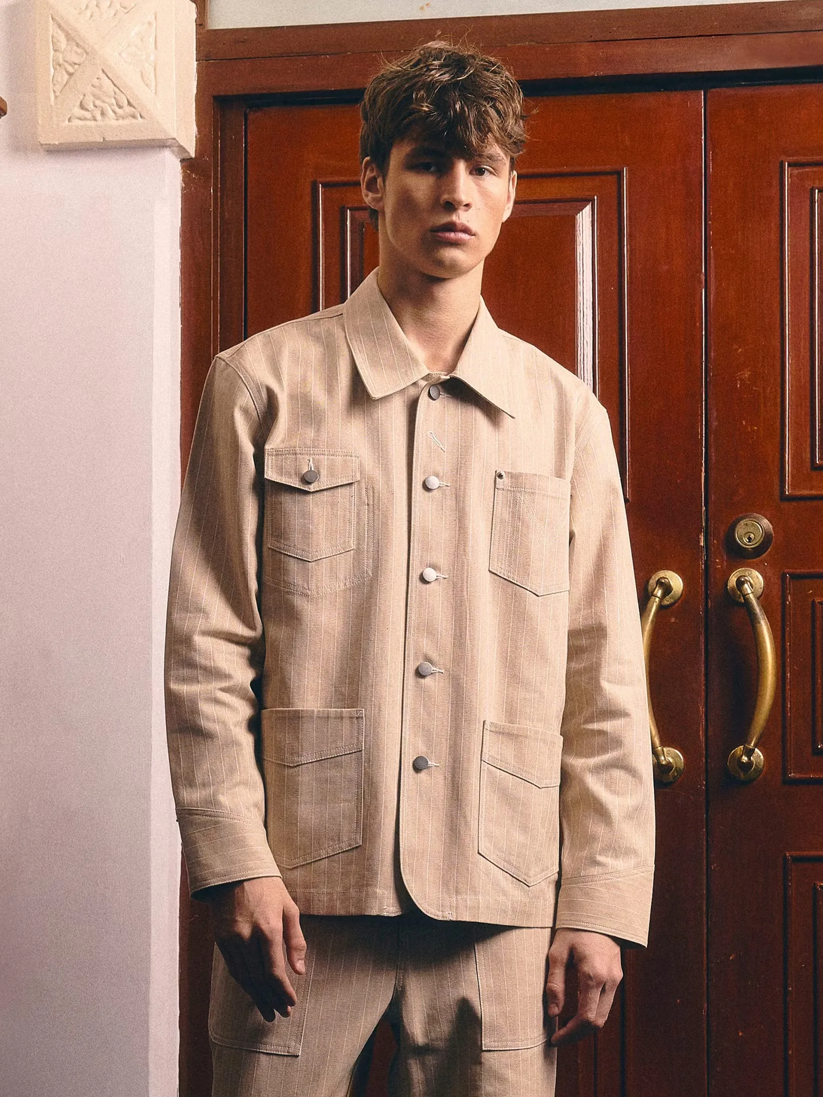 MOO [MOO 5/25]  Signature Striped Jacket Beige