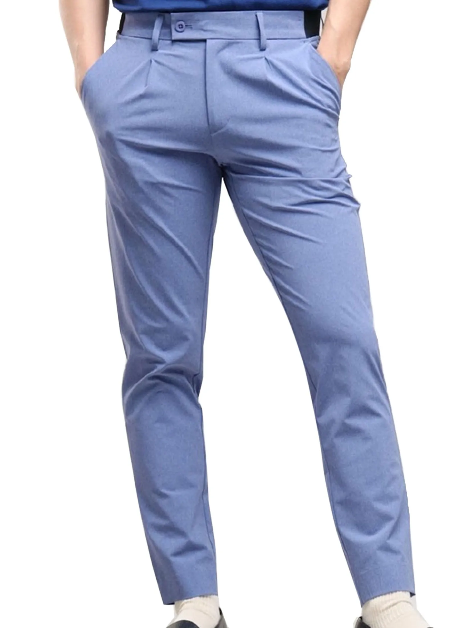 ERA-WON Men's trousers slim straight fit cropped length violet