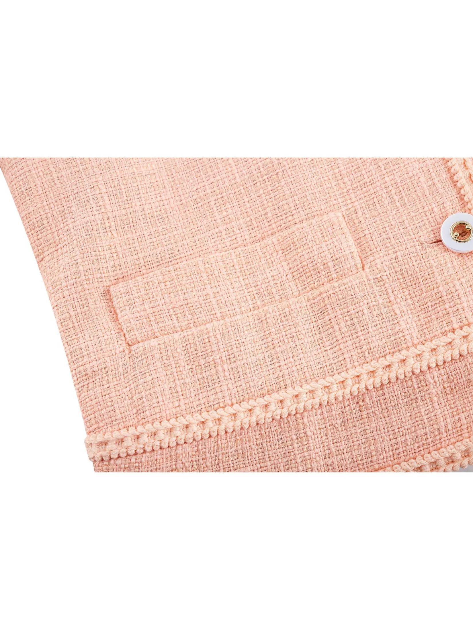 G2000 Women Clothing Cotton Blend Tweed Round Neck Jacket Easy Fit - Pink