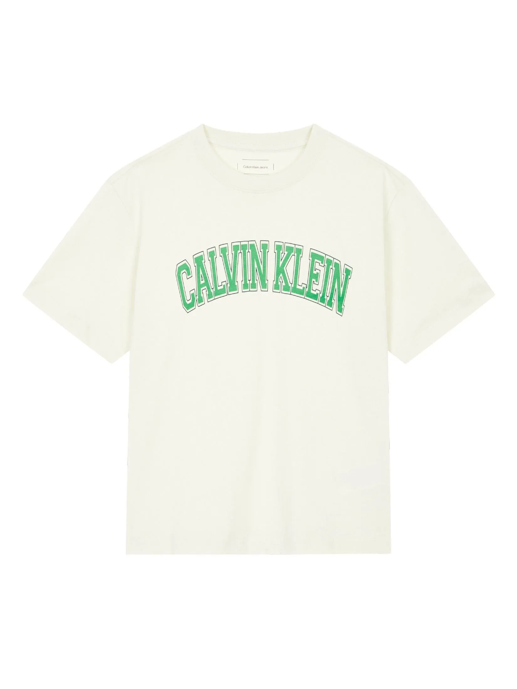CALVIN KLEIN Women's Boxy Calvin Klein Varsity Short Sleeve T-Shirt White