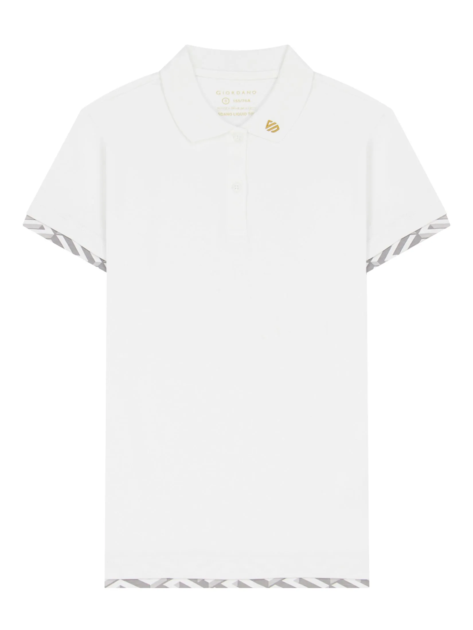 GIORDANO Women's Slim Fit Embroidery Bold Polo (Liquid Touch) Signature white