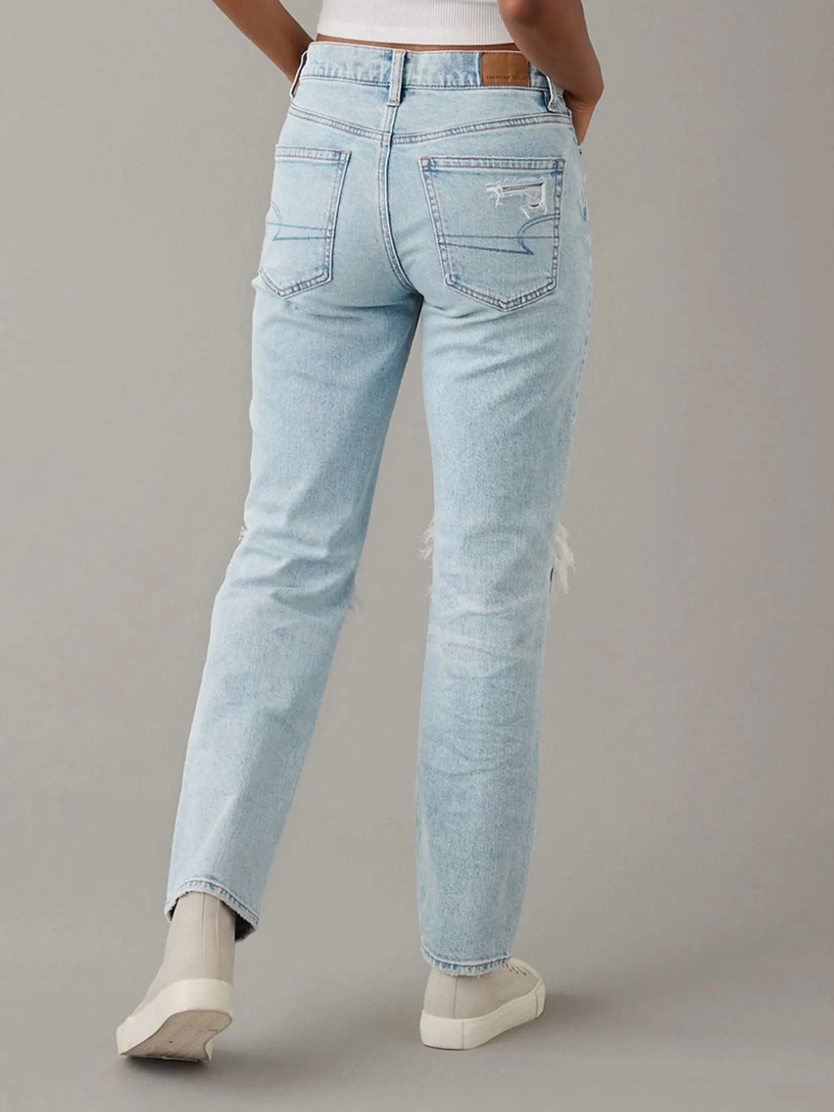 AMERICAN EAGLE WOMEN SUPER HIGH-RISE ANKLE STRAIGHT JEANS 432 SKYLIGHT