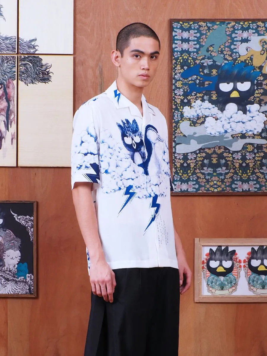 PEDZ MEN HAWAII SHIRT SHORT SLEEVES PRINTED NAVY STORM WHITE