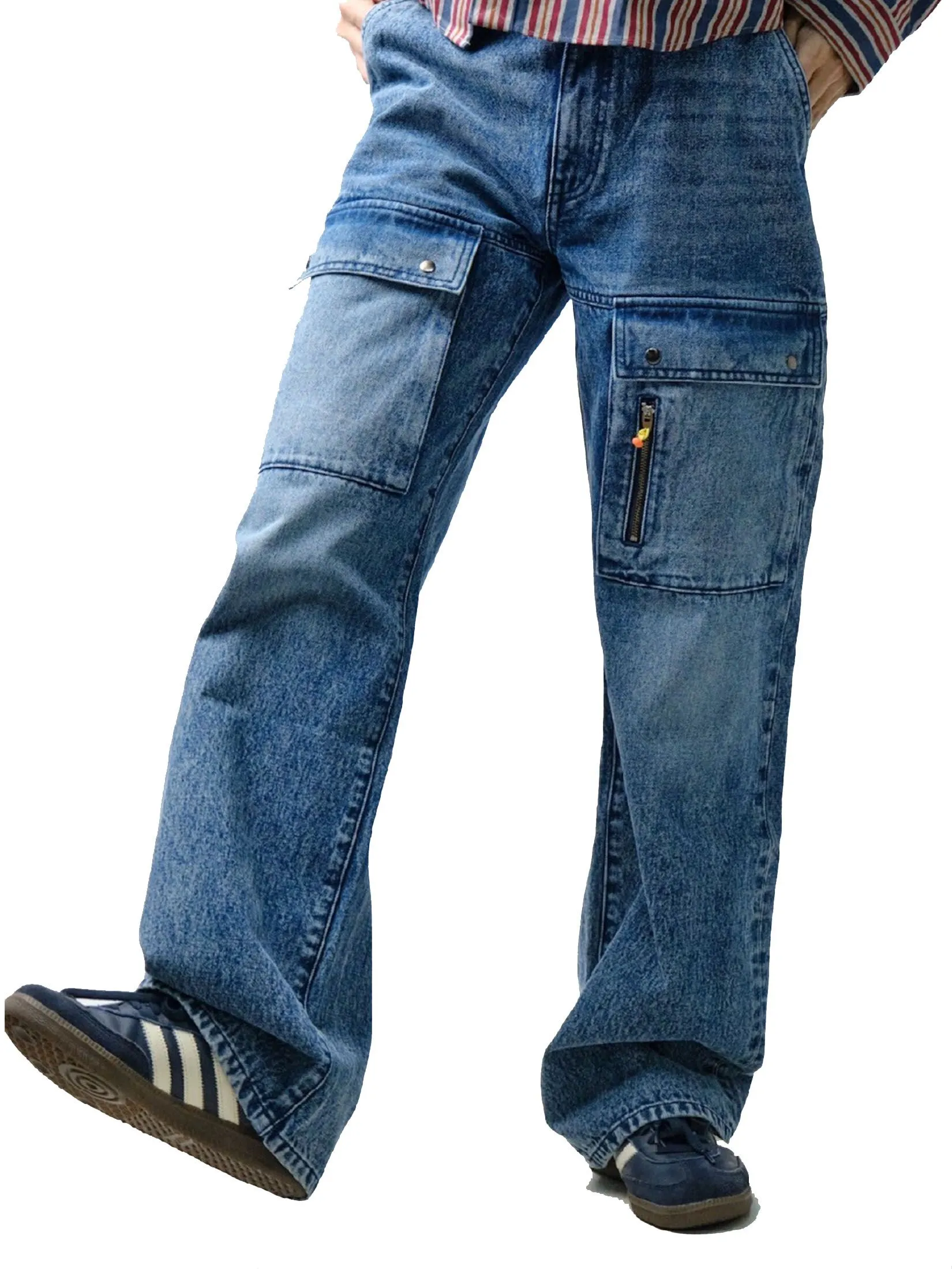 ERA-WON Men's Denim Baggy Jeans Black Size - 30 In