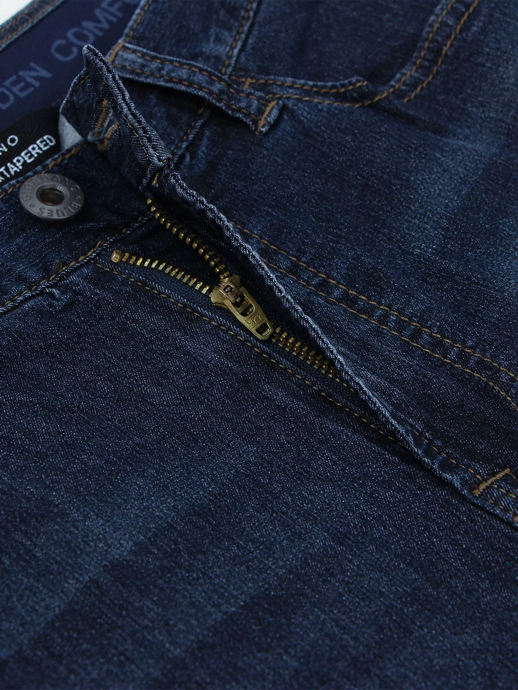 GIORDANO Men's Regular Stretch Denim Jeans(180° Elastic Waist) Dark indigo