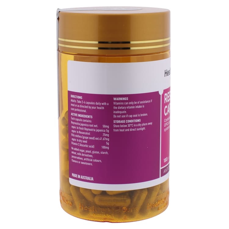 Ресвератрол Антиоксидант для сердечно-сосудистой системы Healthy Care 180 капсул