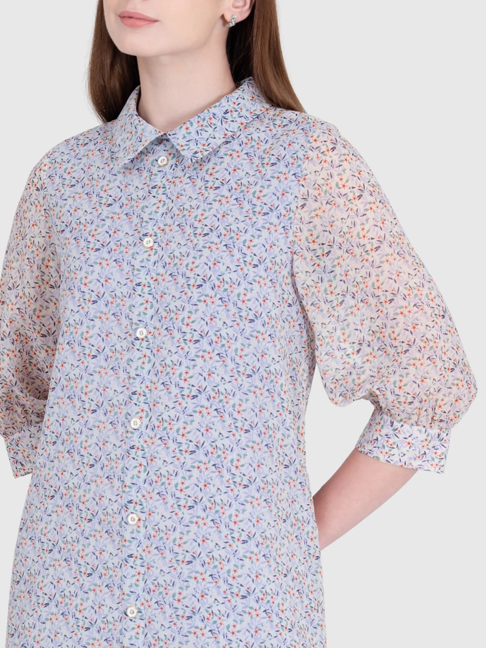 VERONIQA Women Dress Long Sleeves Chiffon Angora Violet