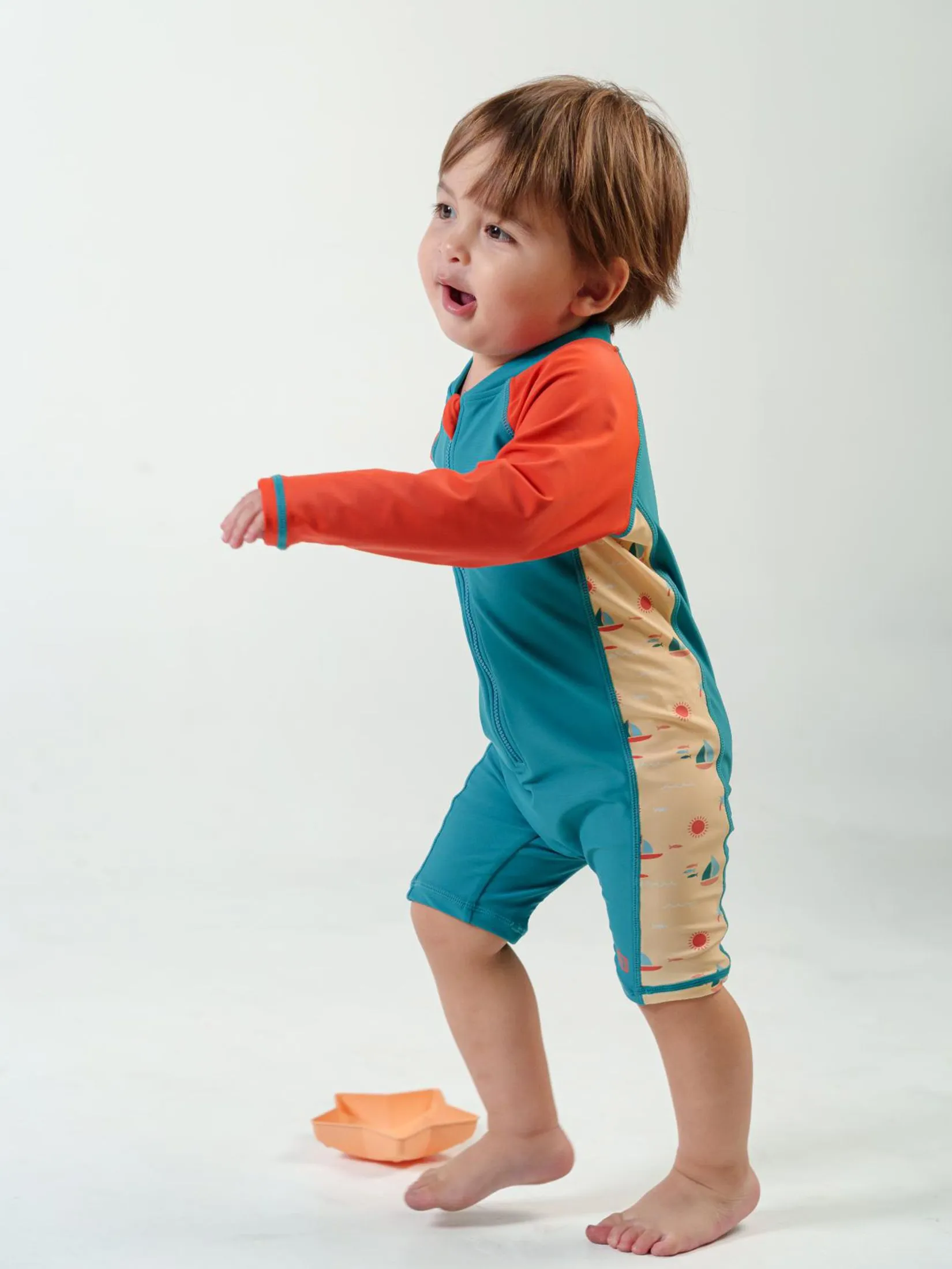 KEED Boy Swimsuit Long Sleeve Sailer Orange