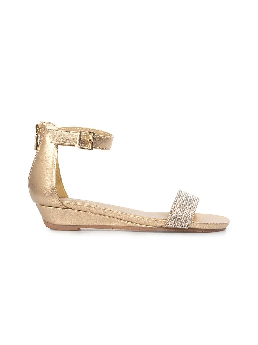 KENNETH COLE Women's wedge sandals model GREAT VIBER JEWEL/SOFT GOLD