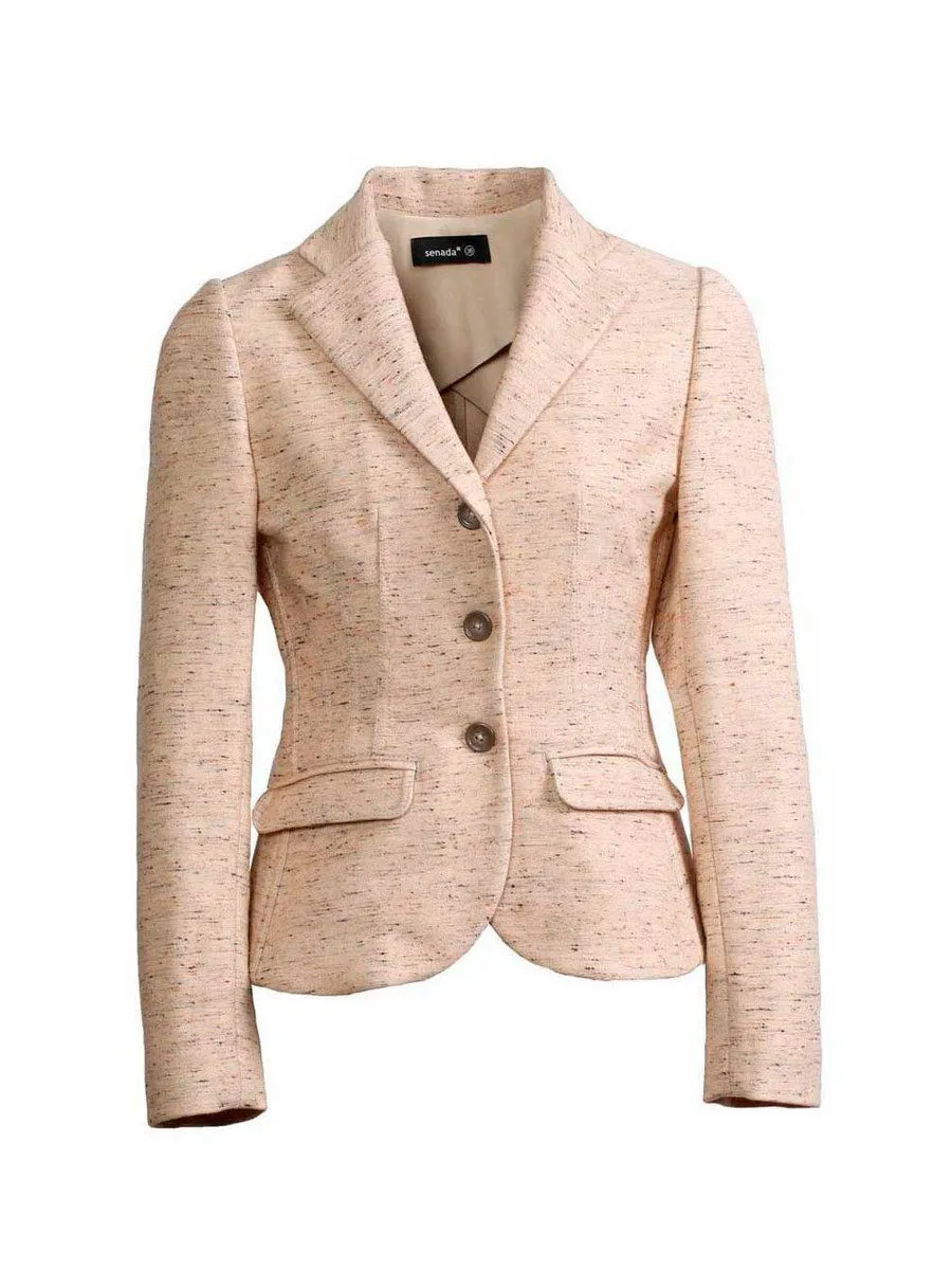 SENADA WOMEN CORSETTED NOTCH LAPEL SAND BLAZER Size - 40 EU
