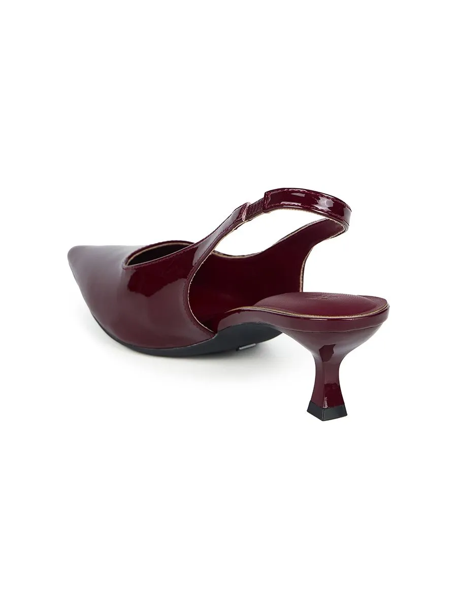 SHU WOMEN  LA POINTE' 2" KITTEN HEELS - GLOSSY BURGUNDY