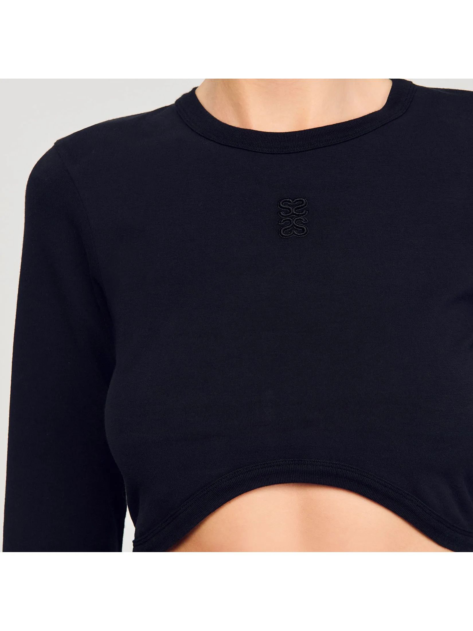 SANDRO Cropped Embroidered T-Shirt