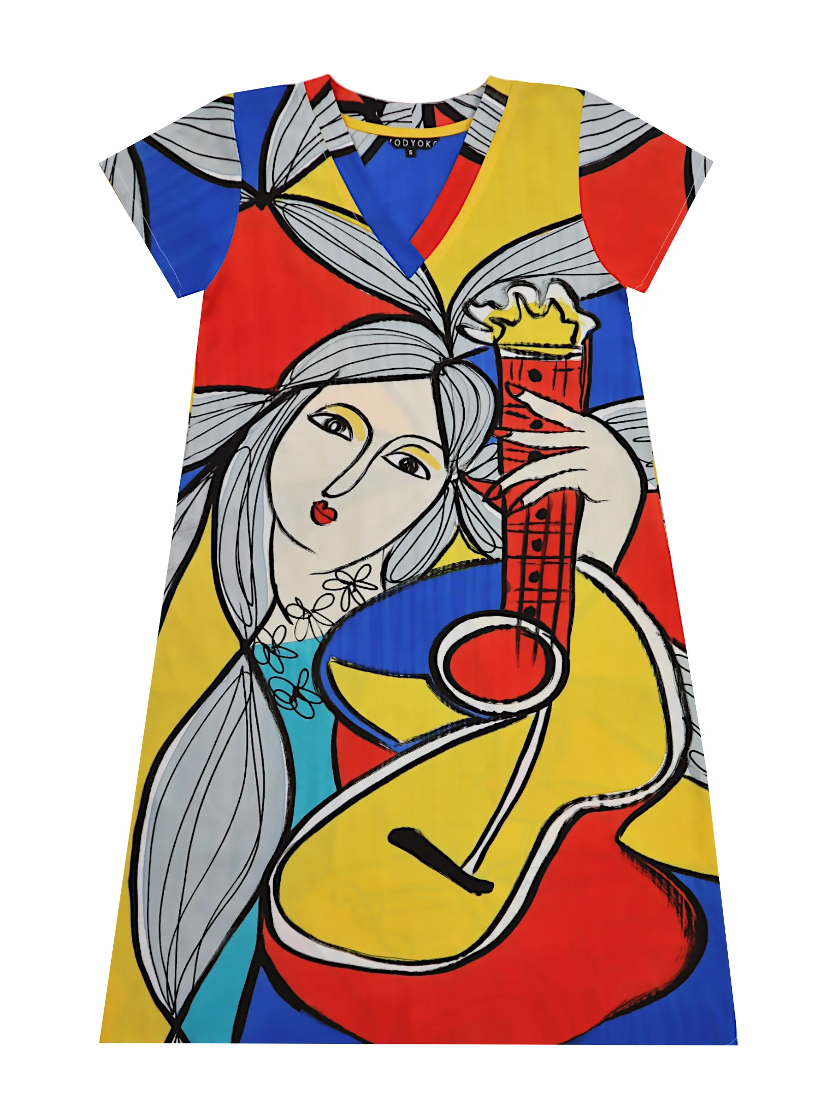 YODYOKO Woman Dress - Multicolor : Woman with Guitar