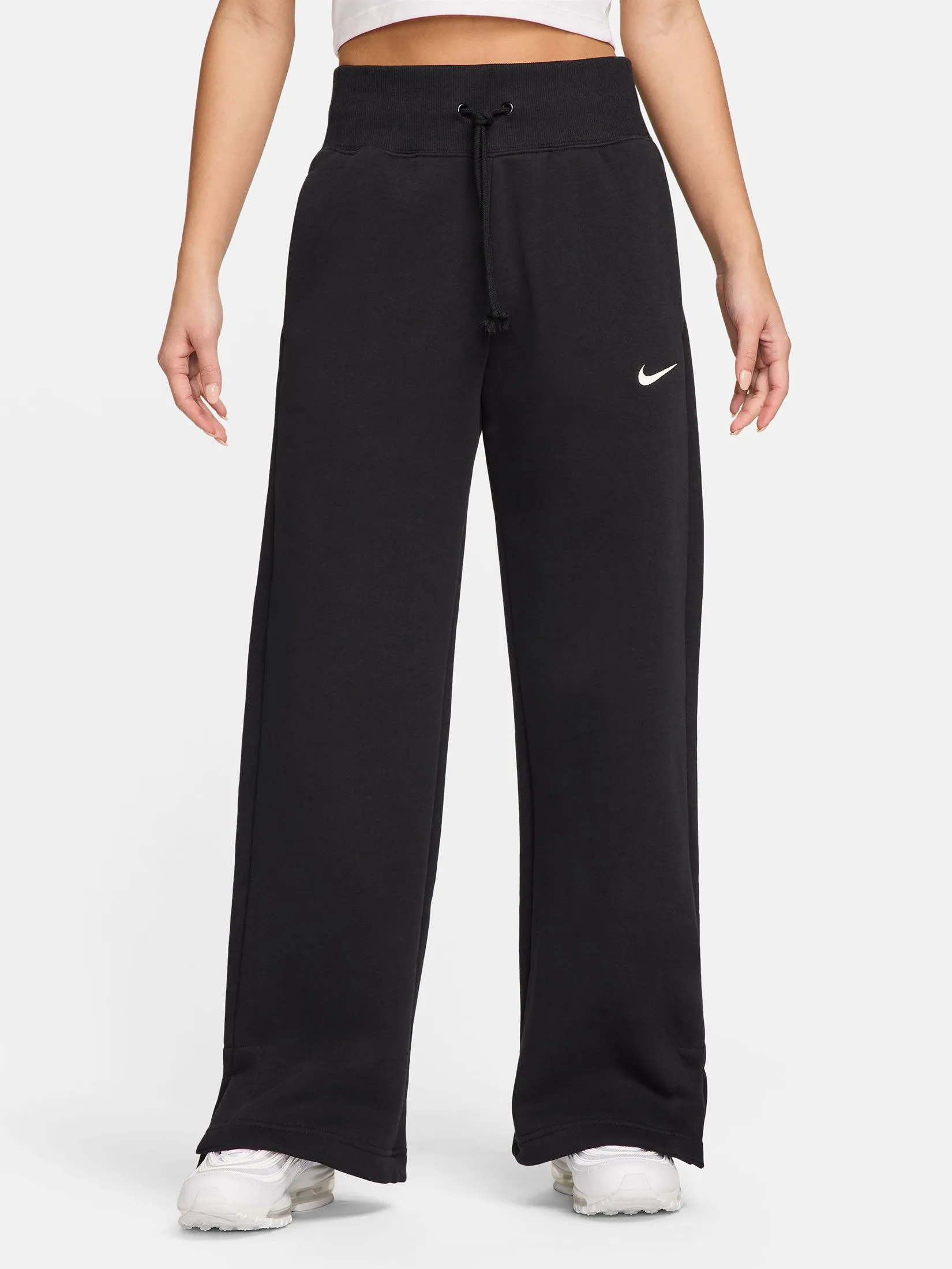 NIKE Women Sweatpants Sportswear Phoenix Fleece DQ5616-010 Black/Sail