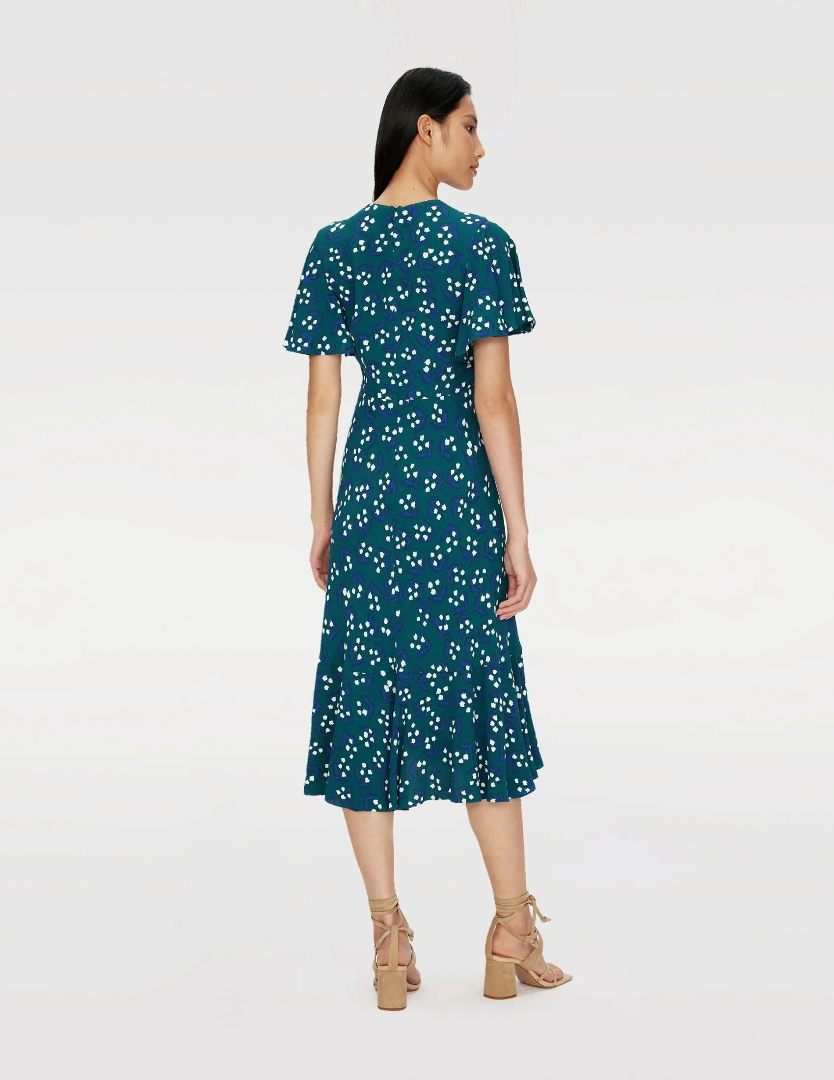 DIANE VON FURSTENBERG DVF CECELIA DRESS LILY OF THE VLY LG SEA GLASS