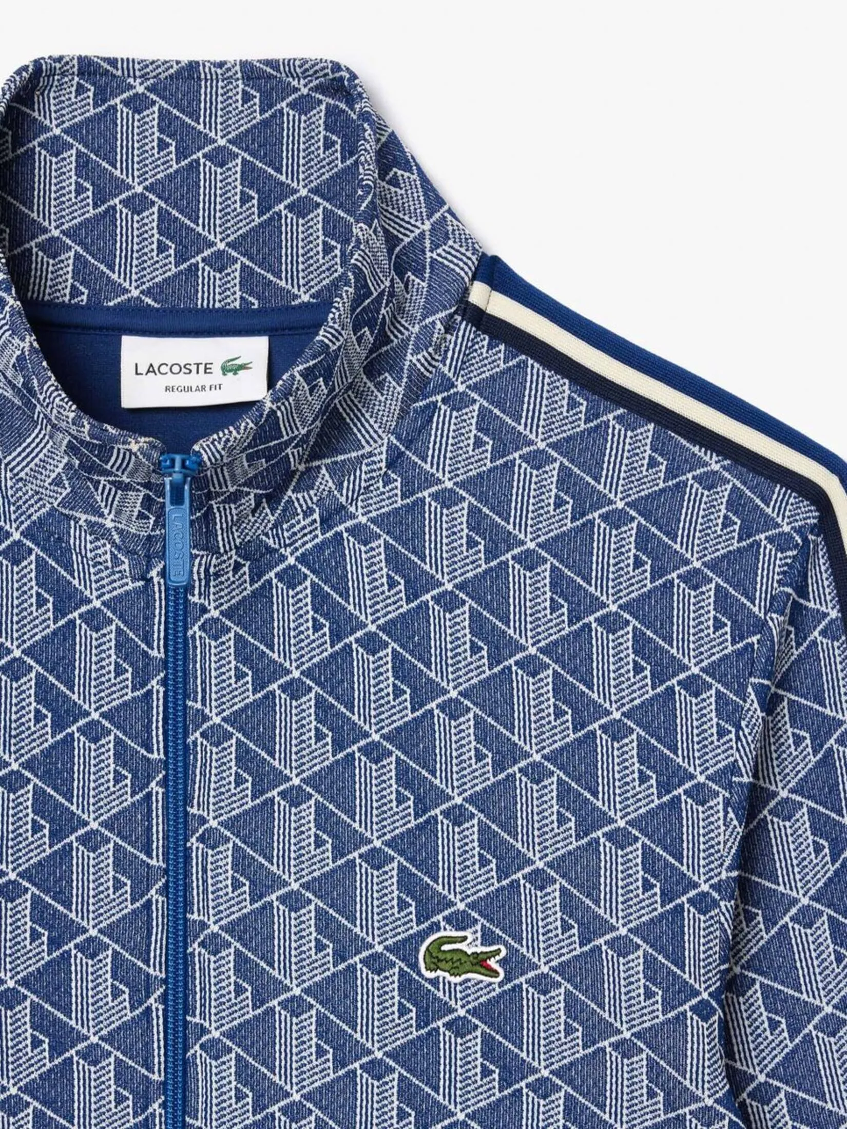 LACOSTE Paris Jacquard Monogram Zipped Sweatshirt Blue