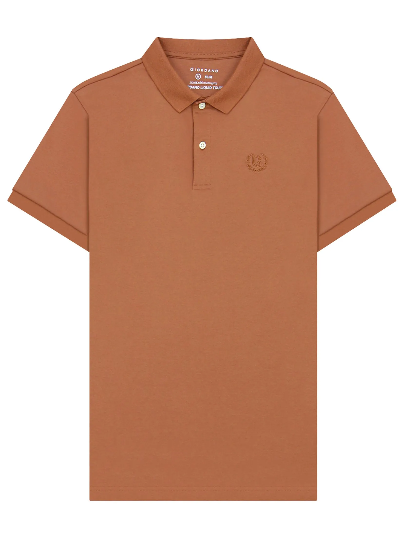 GIORDANO Men's Interlock Embroidery Polo (Liquid Touch) Mocha Bisque orange